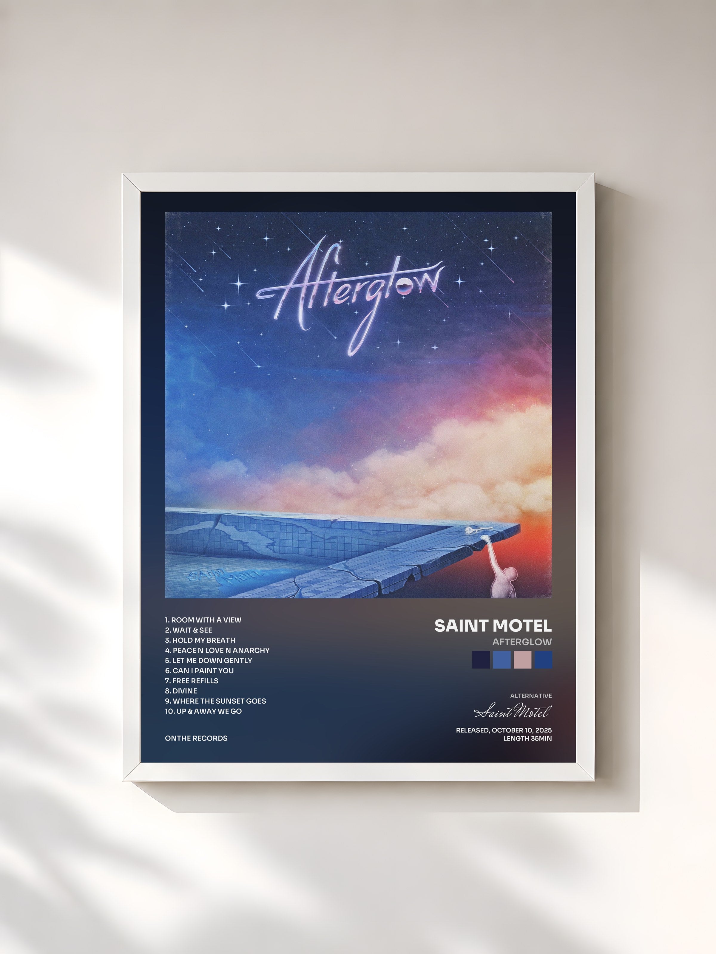 #blanc Tableau de l'album Afterglow de Saint Motel, cadre blanc, imprimé et encadré en France