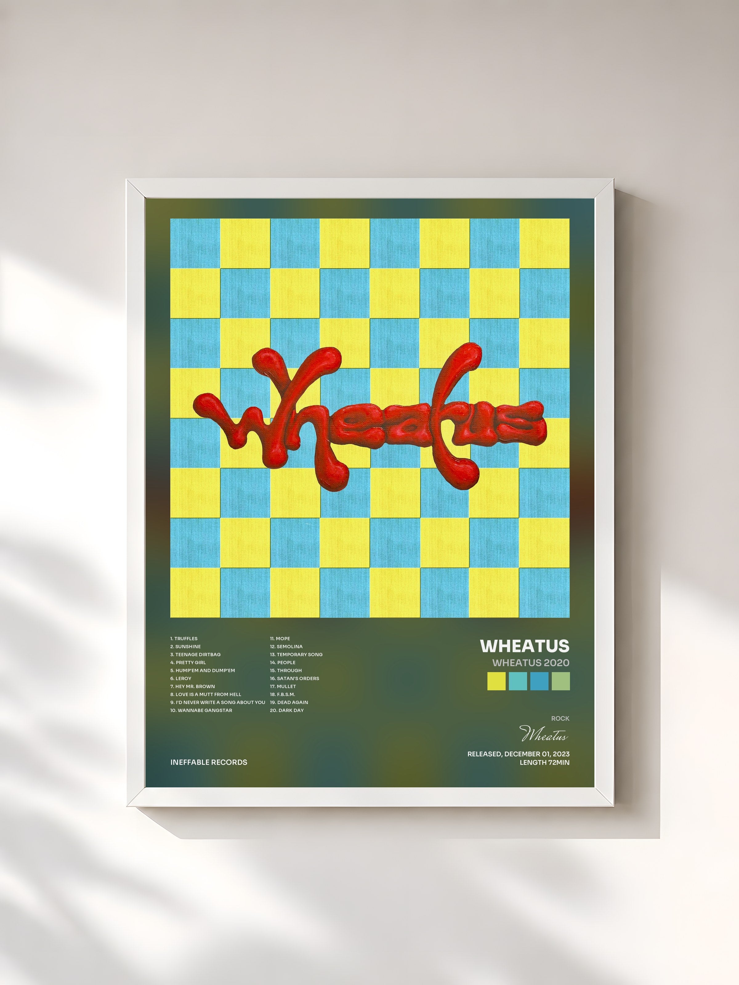 #blanc Tableau de l'album Wheatus 2020 de Wheatus, cadre blanc, imprimé et encadré en France