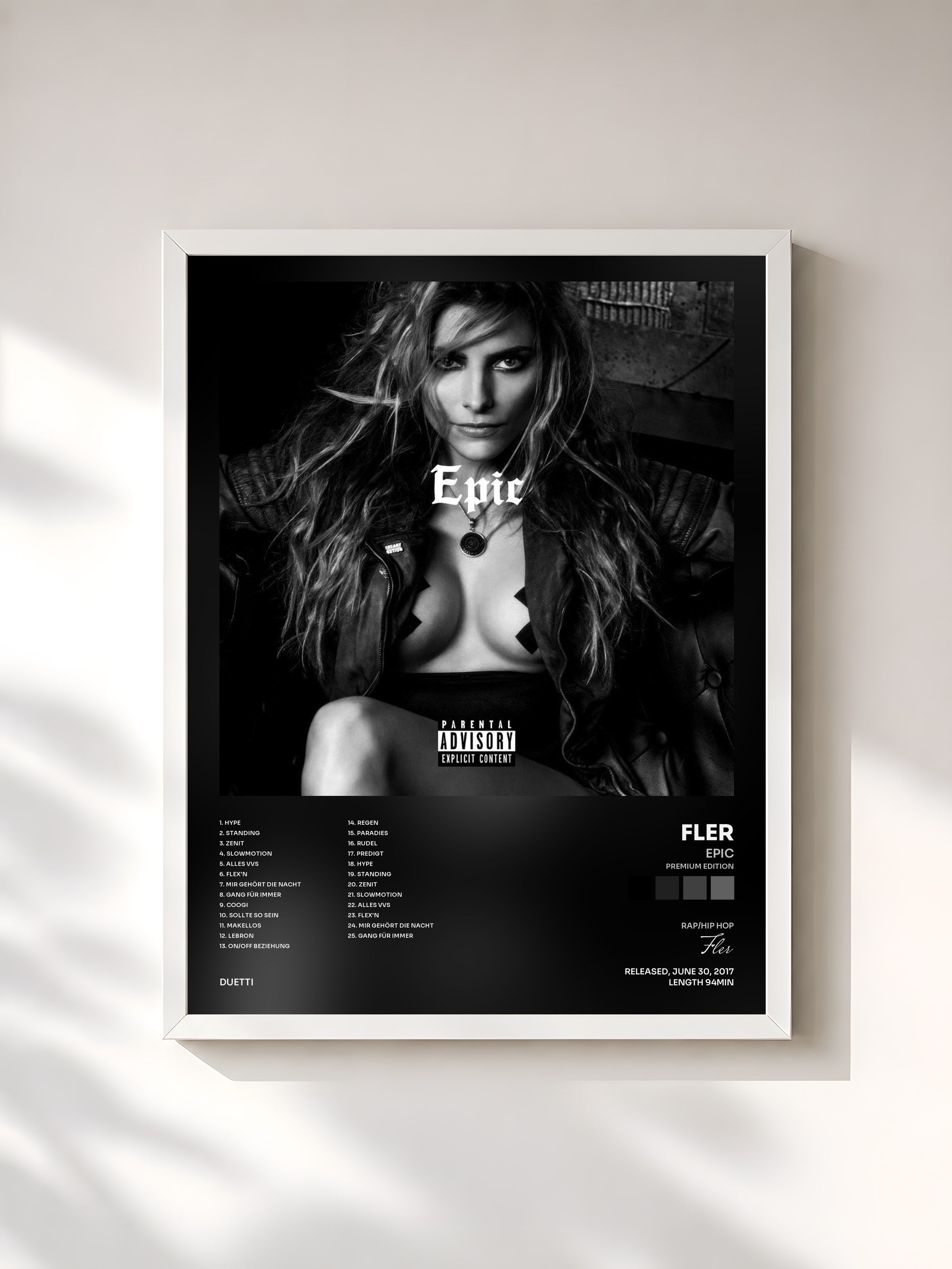 #blanc Tableau de l'album Epic (Premium Edition) de Fler, cadre blanc, imprimé et encadré en France
