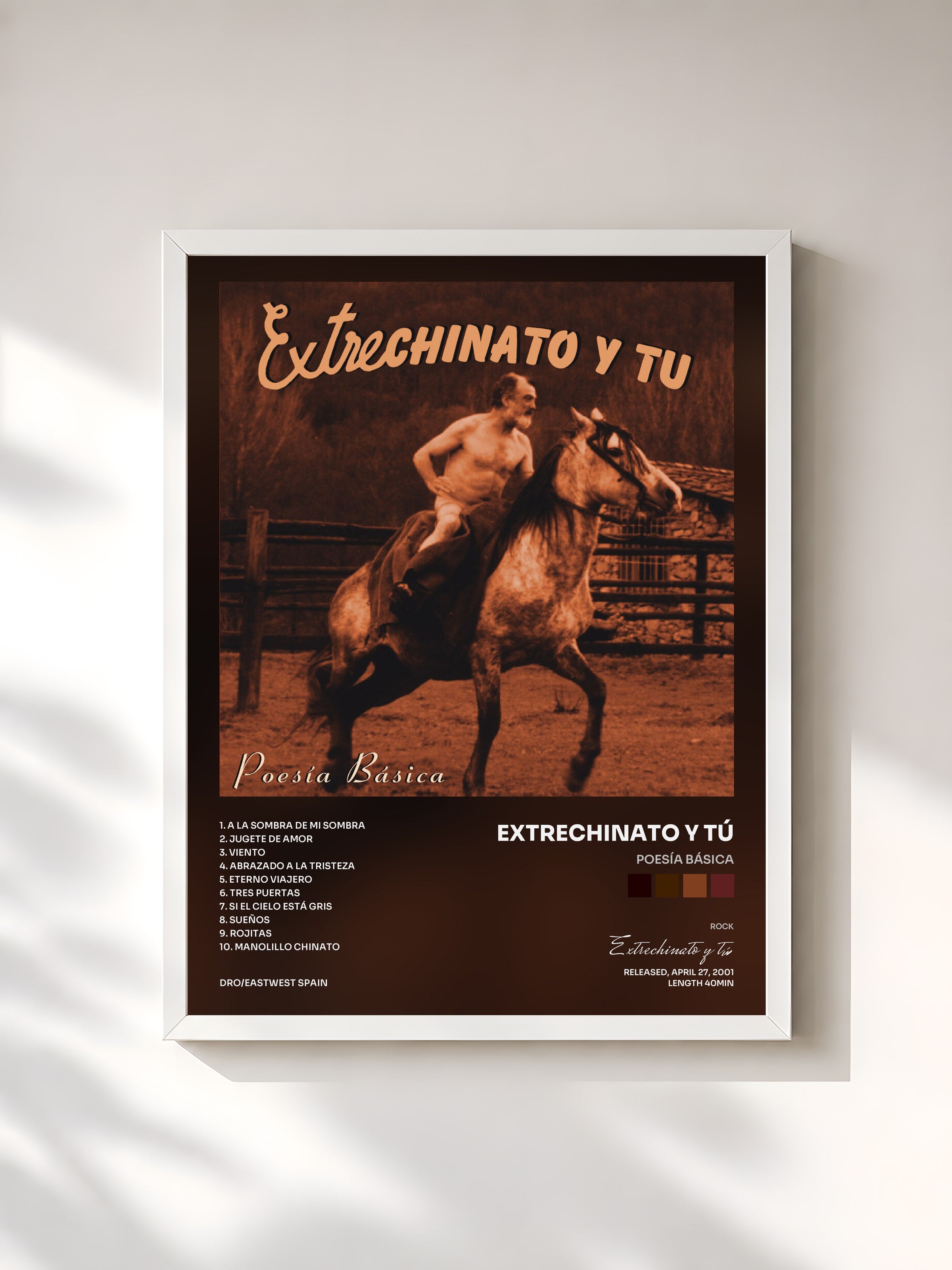 #blanc Tableau de l'album Poesía Básica de Extrechinato y tú, cadre blanc, imprimé et encadré en France