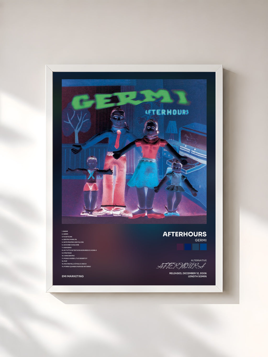 #blanc Germi by AFTERHOURS as a framed art print, white frame, printed and framed in France