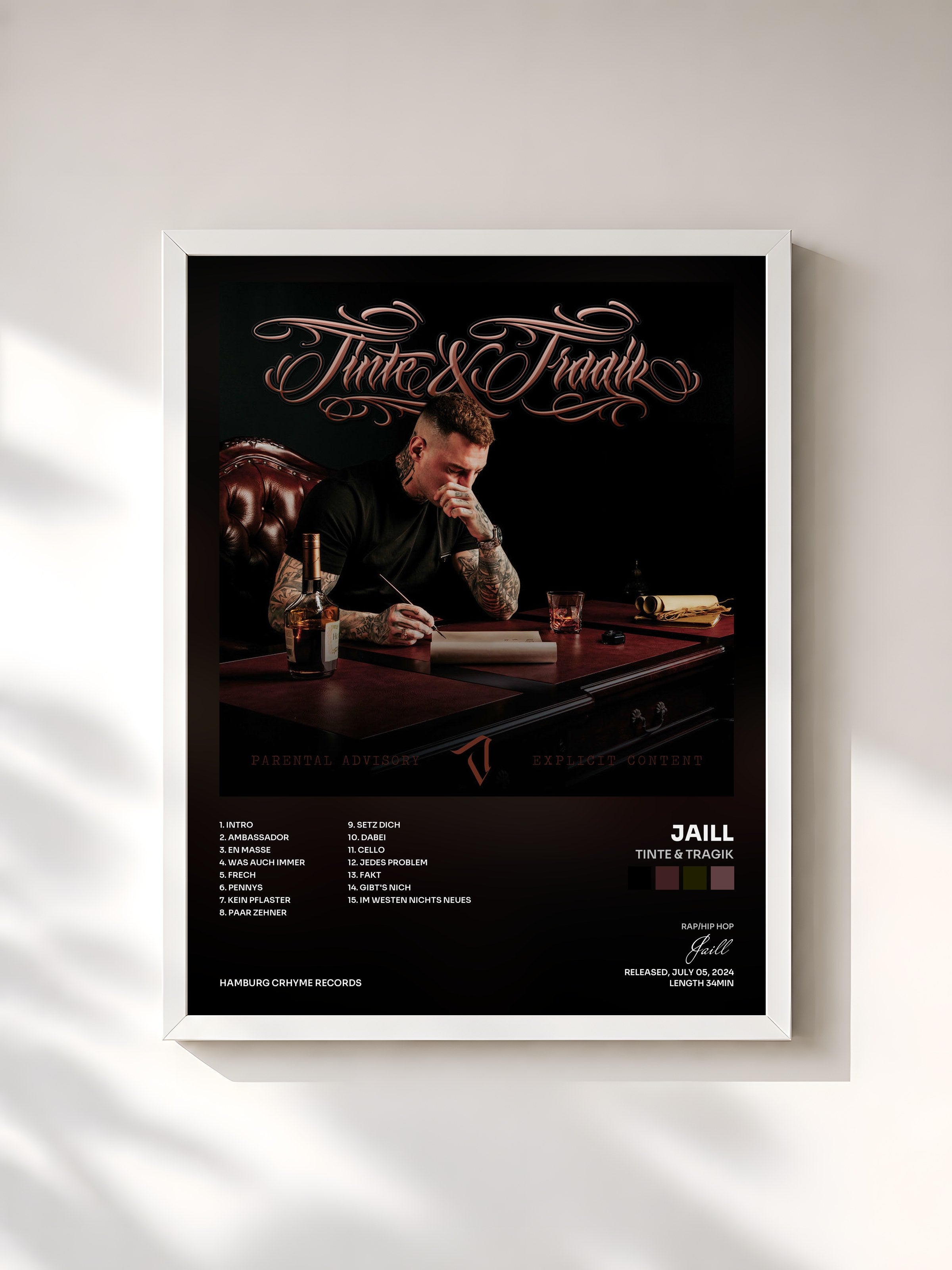#blanc Tableau de l'album Tinte & Tragik de Jaill, cadre blanc, imprimé et encadré en France