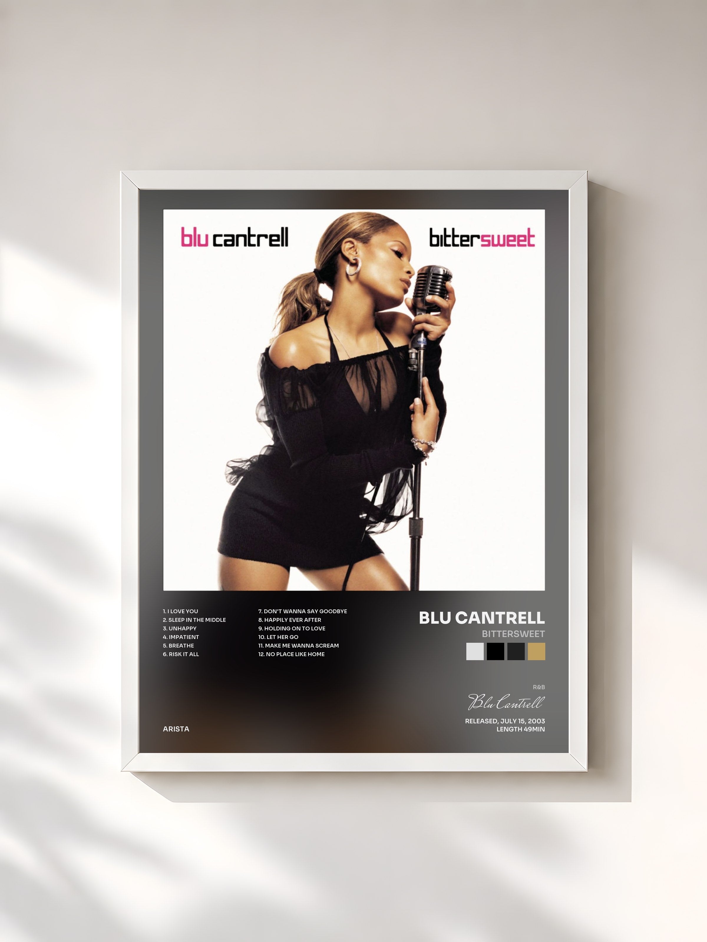 #blanc Tableau de l'album Bittersweet de Blu Cantrell, cadre blanc, imprimé et encadré en France