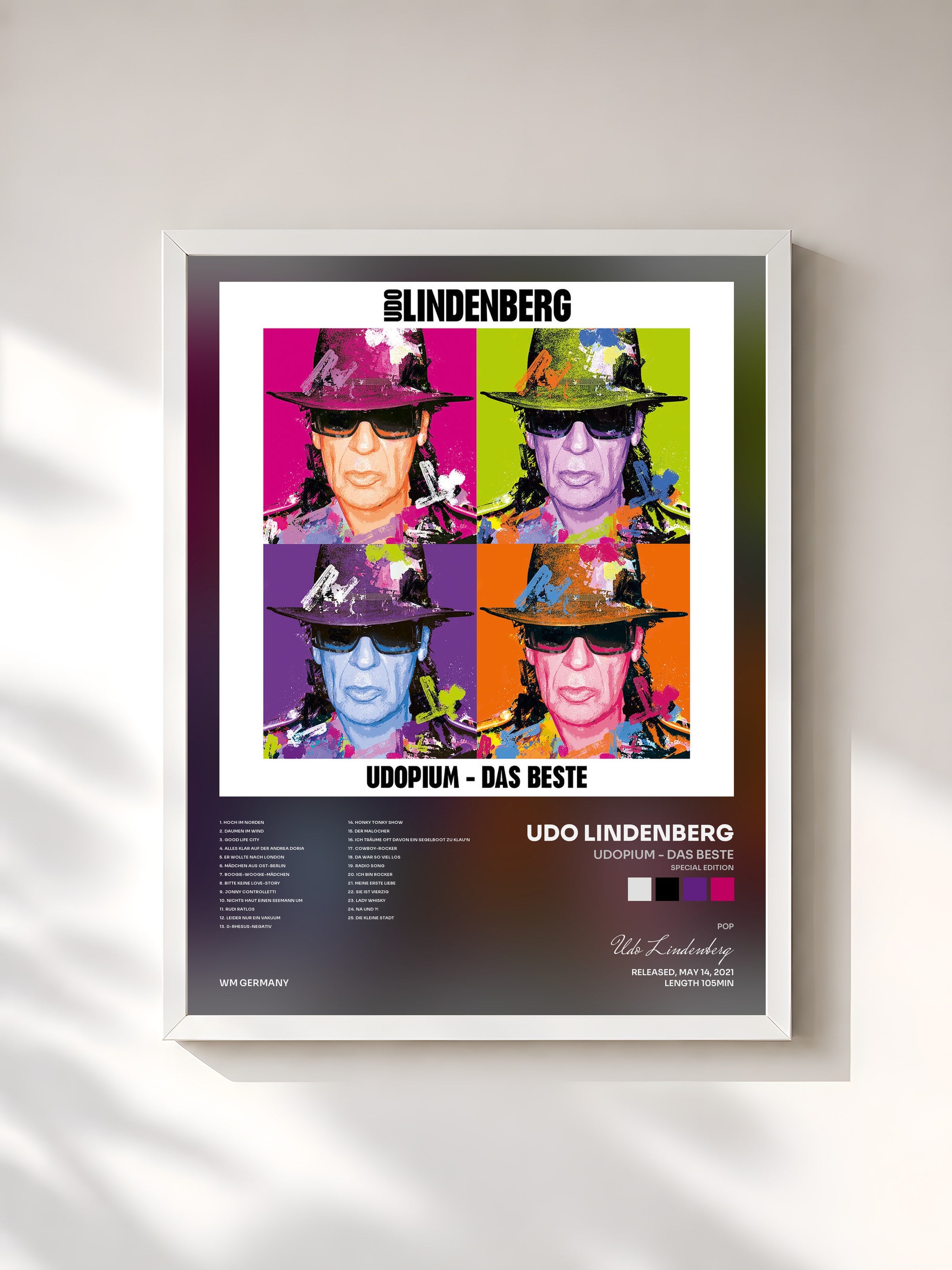 #blanc Tableau de l'album UDOPIUM - Das Beste (Special Edition) de Udo Lindenberg, cadre blanc, imprimé et encadré en France