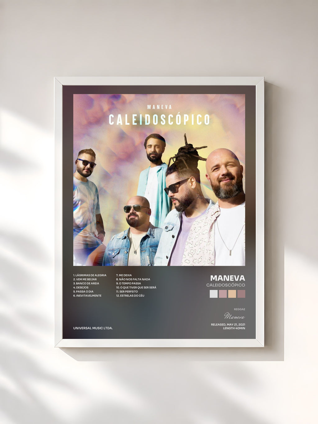 #blanc Tableau de l'album Caleidoscópico de Maneva, cadre blanc, imprimé et encadré en France