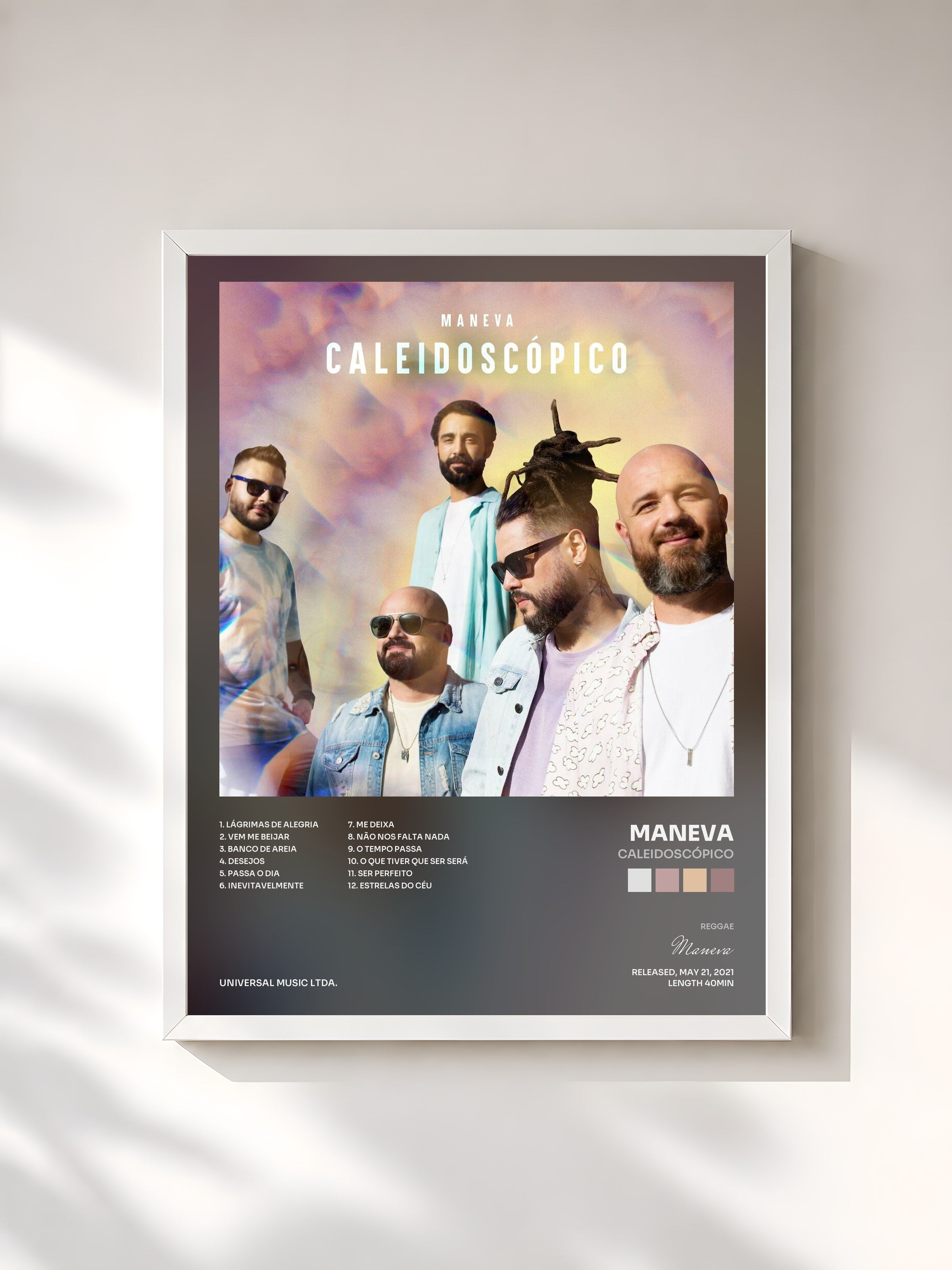 #blanc Tableau de l'album Caleidoscópico de Maneva, cadre blanc, imprimé et encadré en France