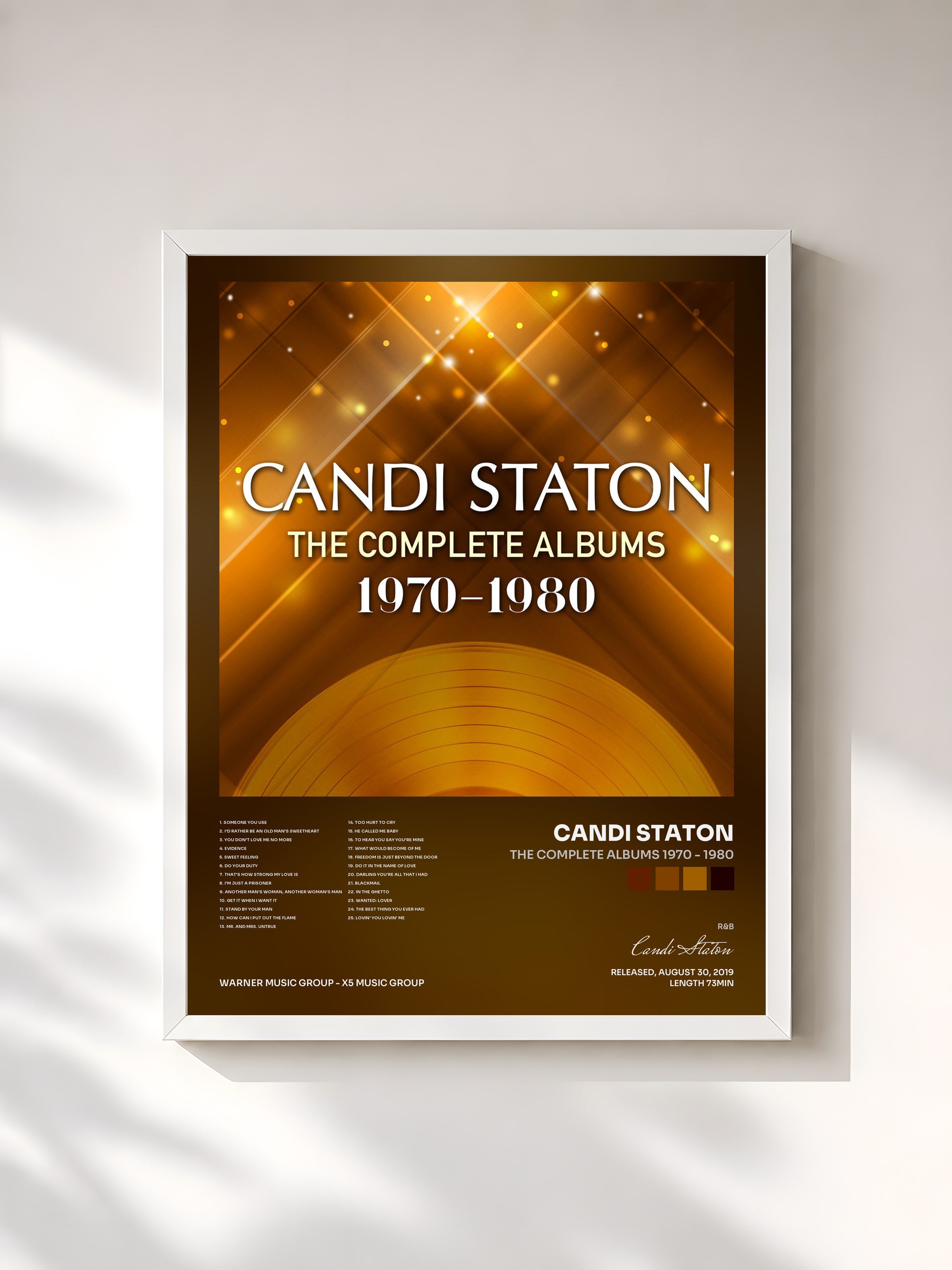 #blanc Tableau de l'album The Complete Albums 1970 - 1980 de Candi Staton, cadre blanc, imprimé et encadré en France