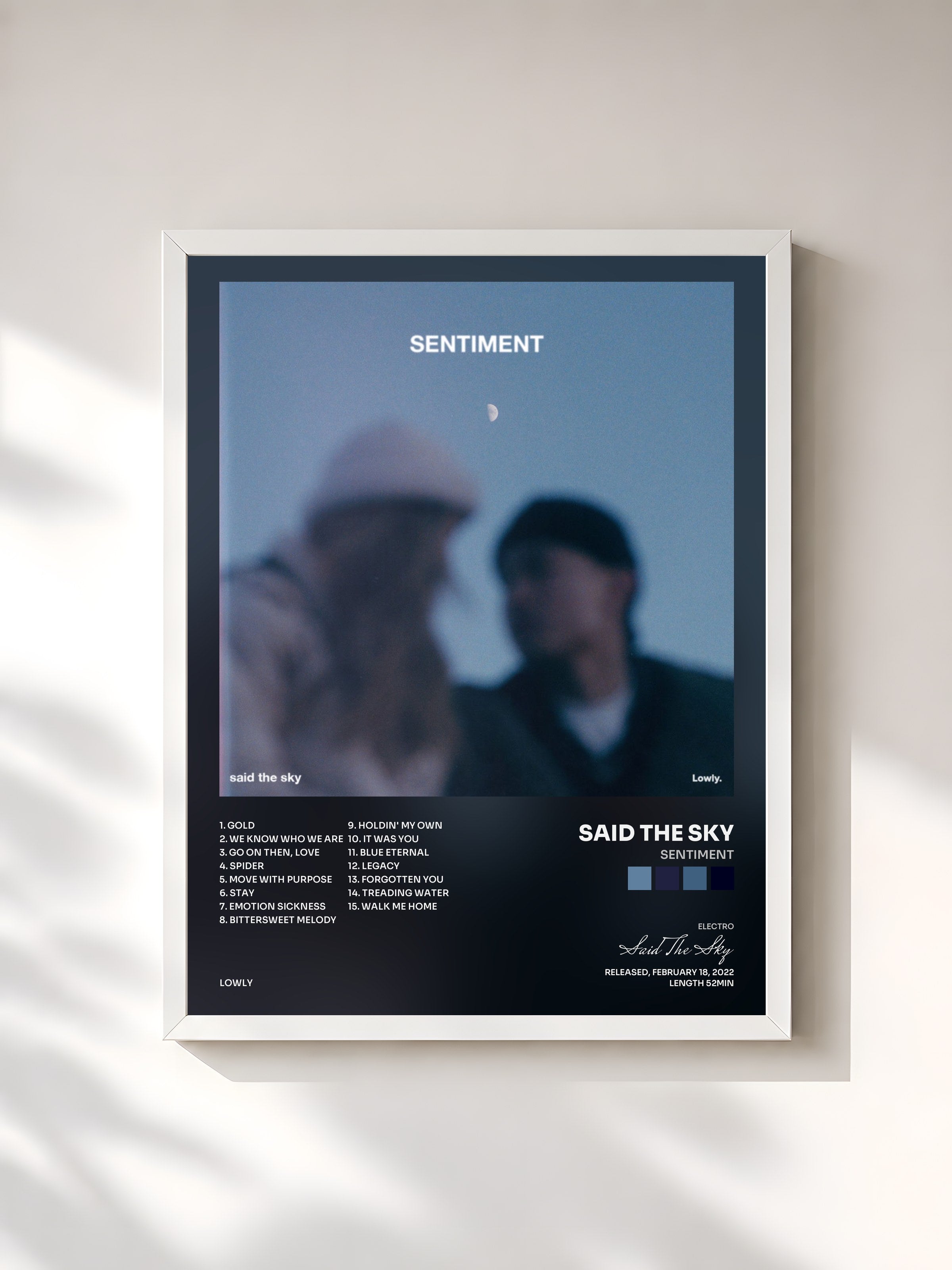 #blanc Tableau de l'album Sentiment de Said The Sky, cadre blanc, imprimé et encadré en France