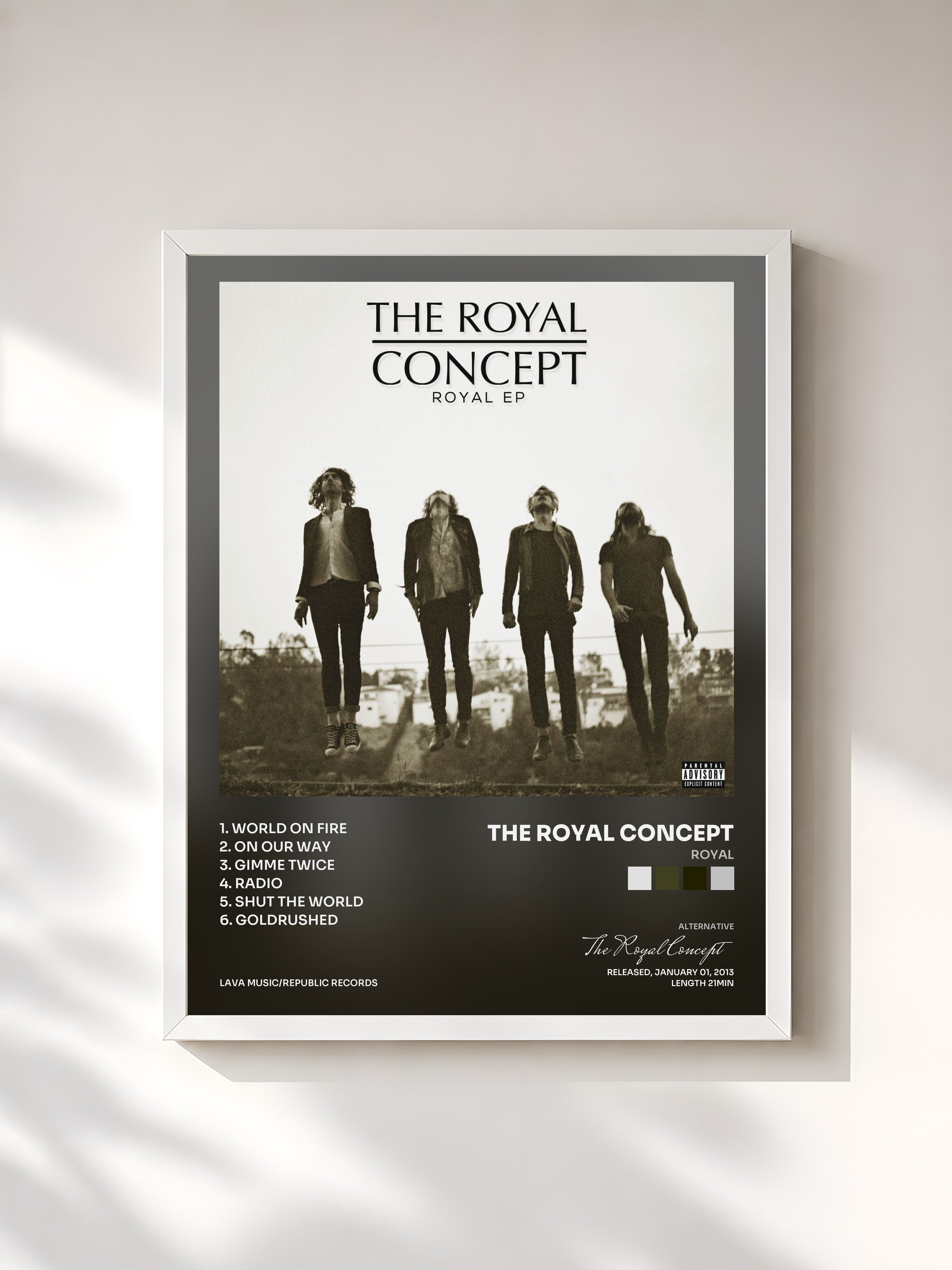 #blanc Tableau de l'album Royal de The Royal Concept, cadre blanc, imprimé et encadré en France