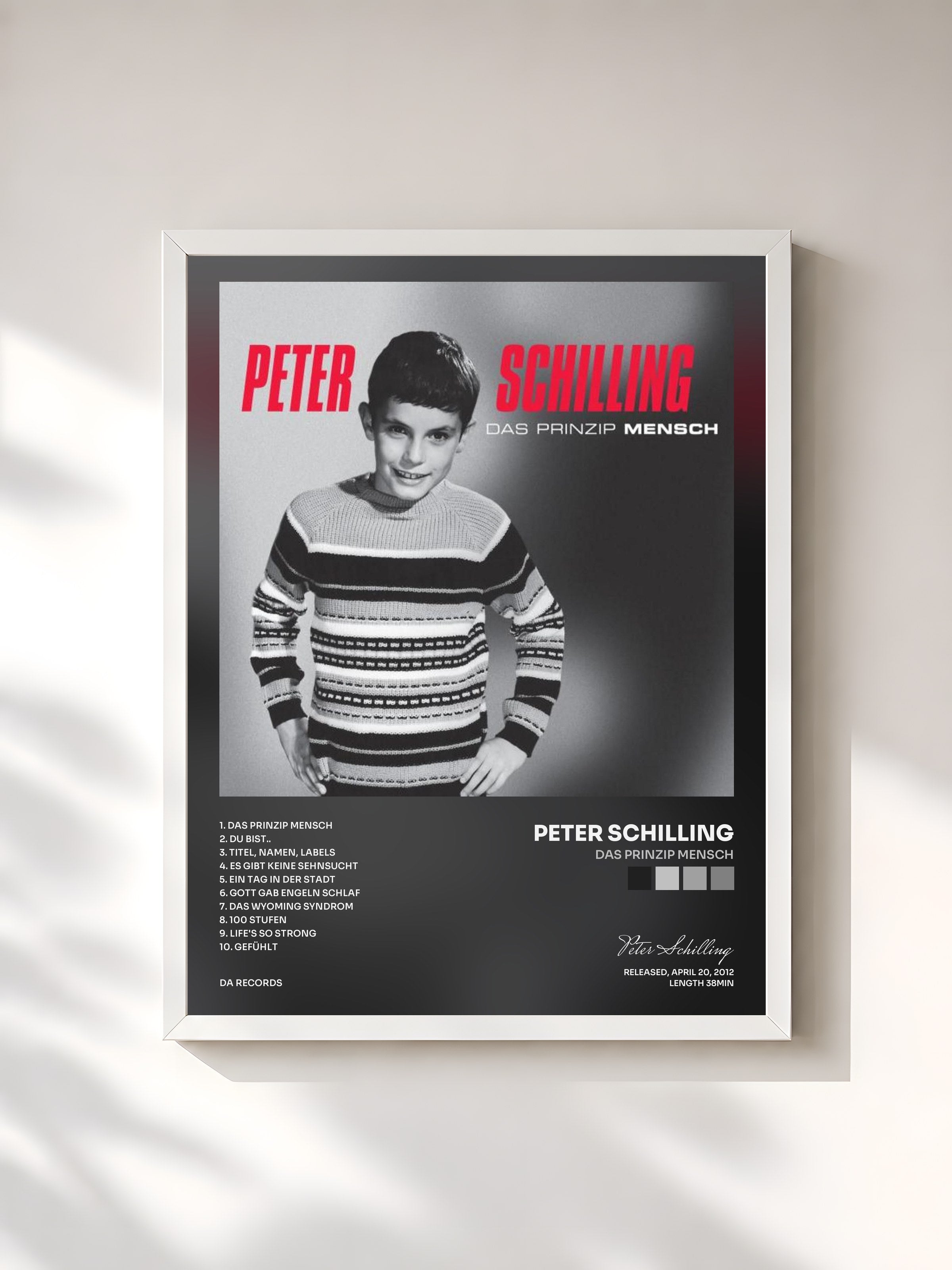 #blanc Tableau de l'album Das Prinzip Mensch de Peter Schilling, cadre blanc, imprimé et encadré en France