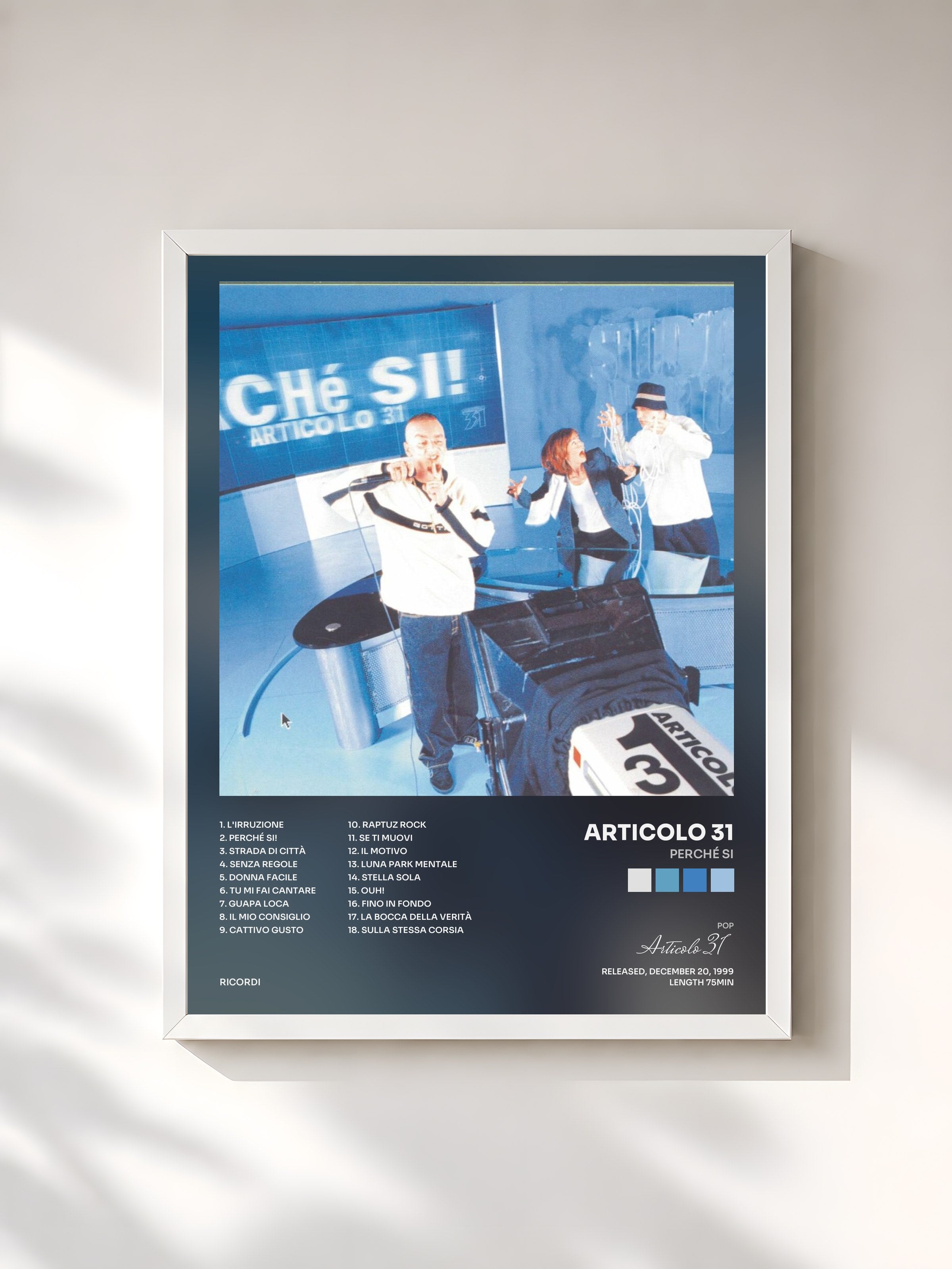 #blanc Tableau de l'album Perché Si de Articolo 31, cadre blanc, imprimé et encadré en France