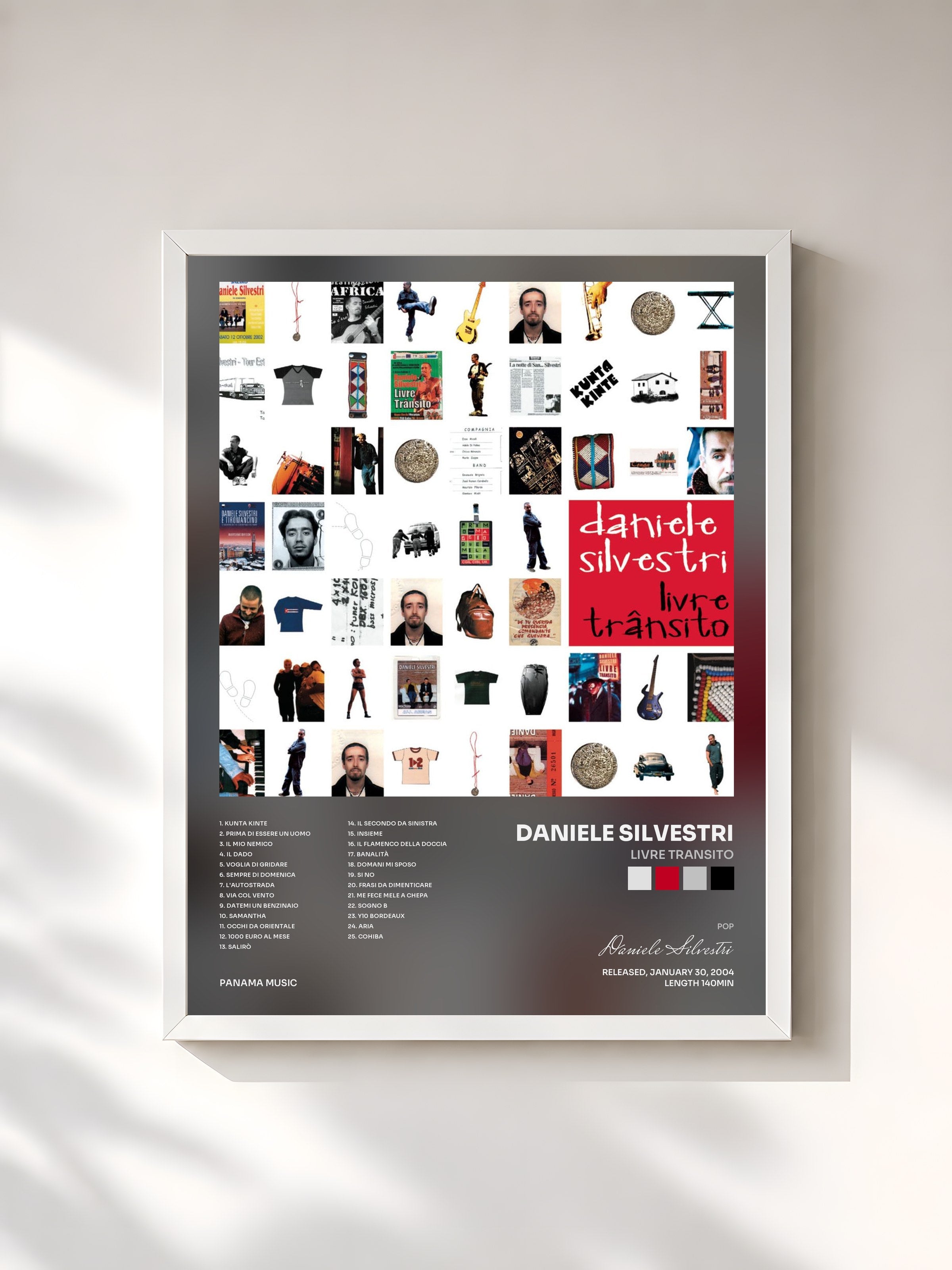#blanc Tableau de l'album Livre Transito de Daniele Silvestri, cadre blanc, imprimé et encadré en France