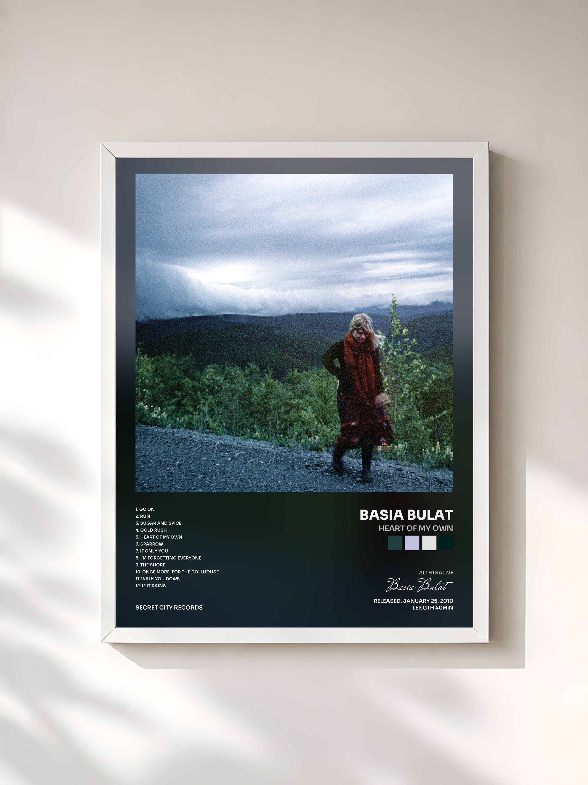 #blanc Tableau de l'album Heart Of My Own de Basia Bulat, cadre blanc, imprimé et encadré en France