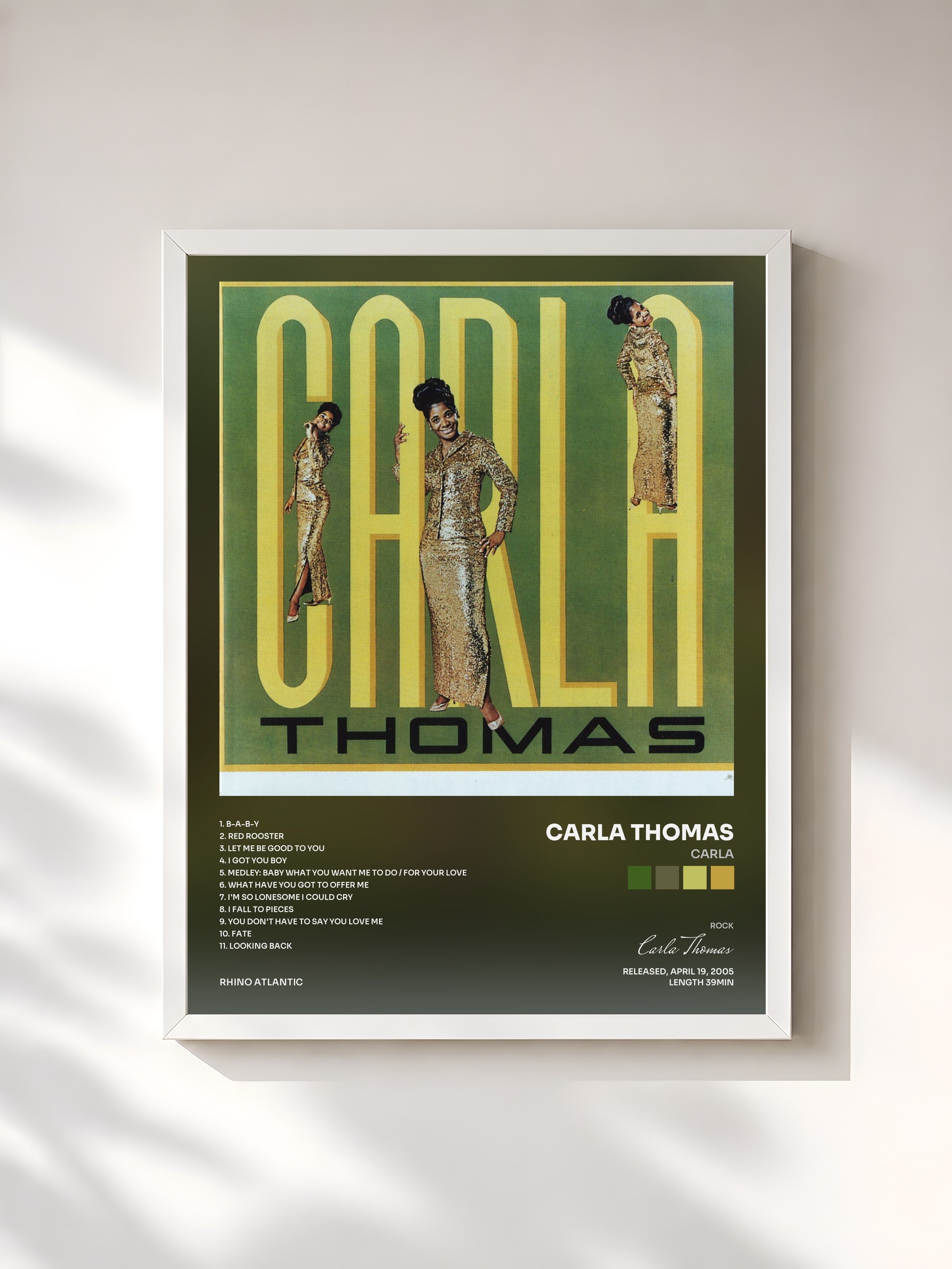 #blanc Tableau de l'album Carla de Carla Thomas, cadre blanc, imprimé et encadré en France