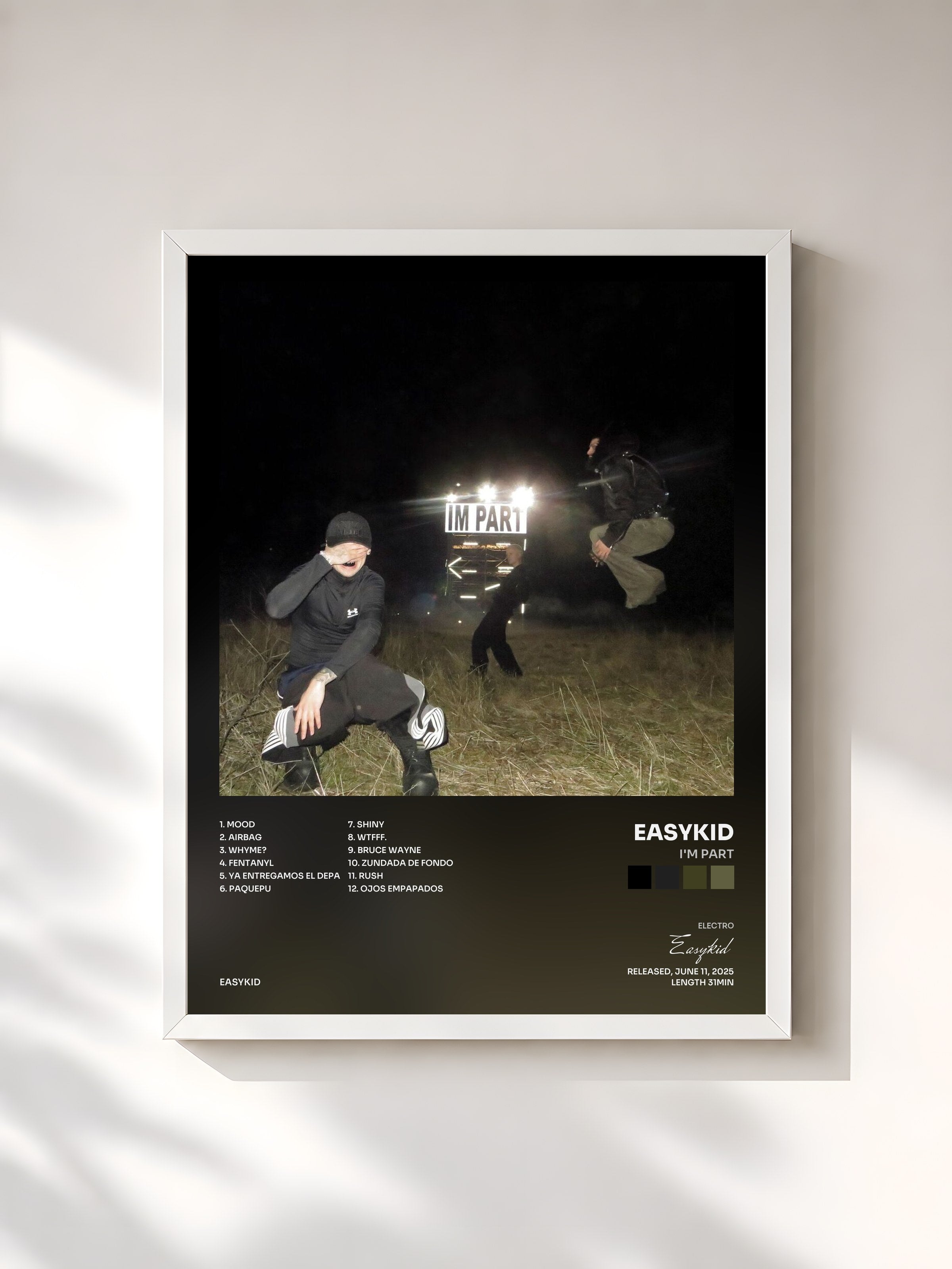 #blanc Tableau de l'album I'M PART de Easykid, cadre blanc, imprimé et encadré en France