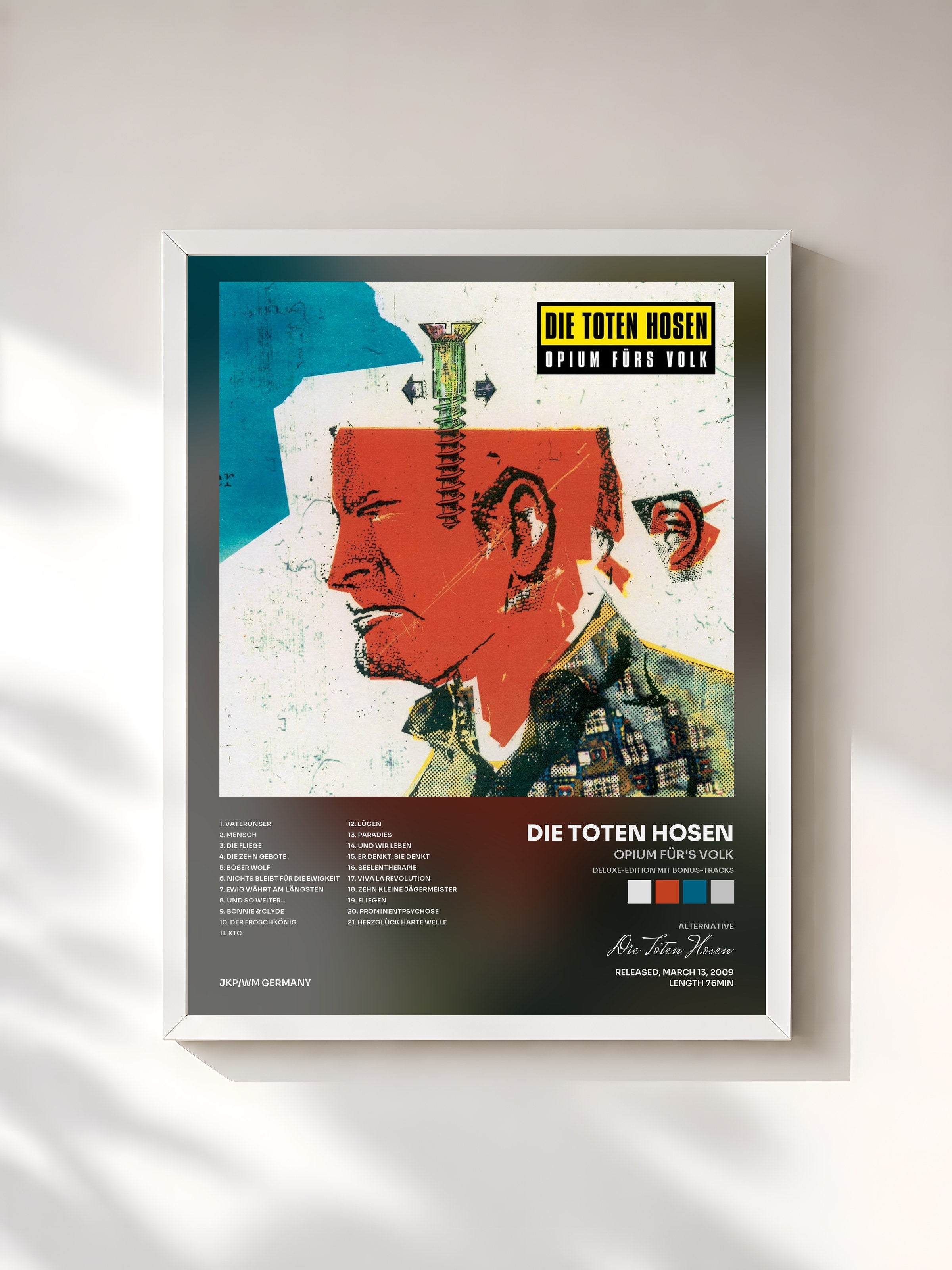 #blanc Tableau de l'album Opium für's Volk (Deluxe-Edition mit Bonus-Tracks) de Die Toten Hosen, cadre blanc, imprimé et encadré en France