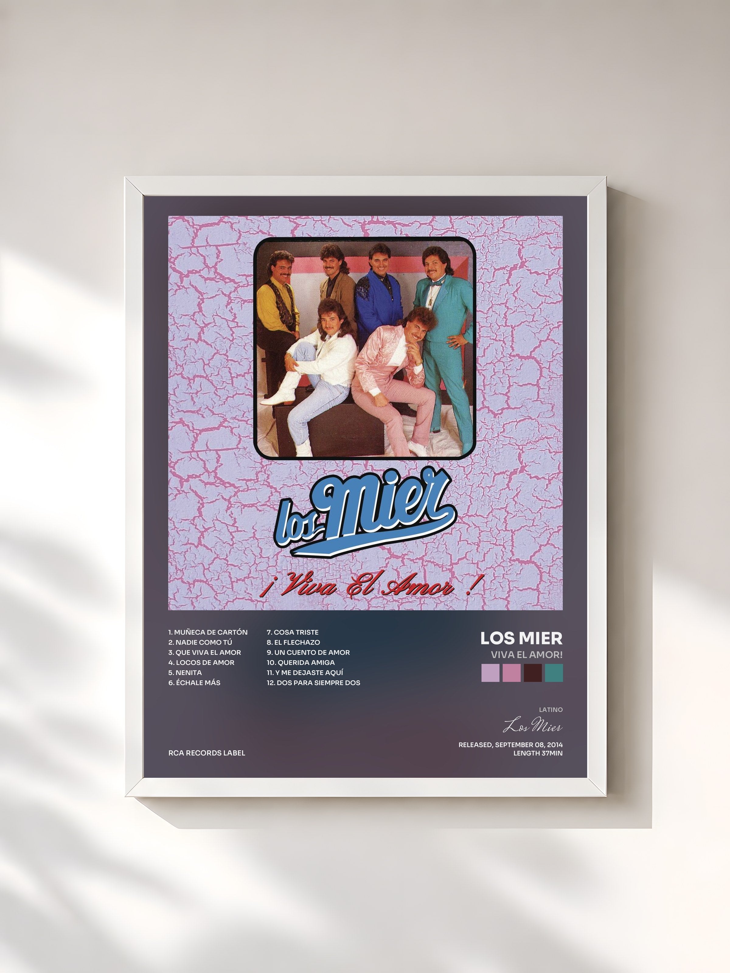#blanc Tableau de l'album Viva el Amor! de Los Mier, cadre blanc, imprimé et encadré en France