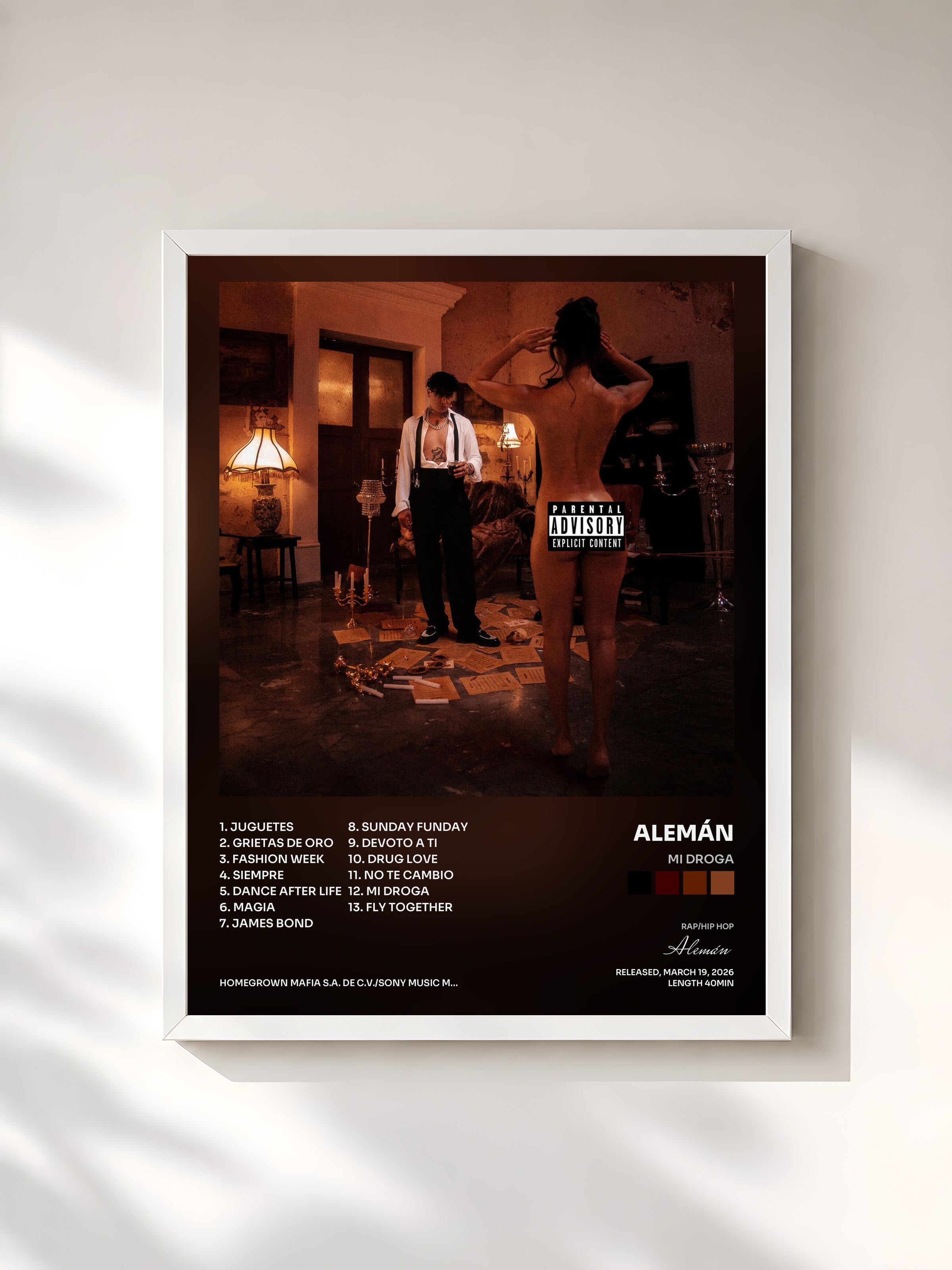 #blanc Tableau de l'album Mi Droga de Alemán, cadre blanc, imprimé et encadré en France