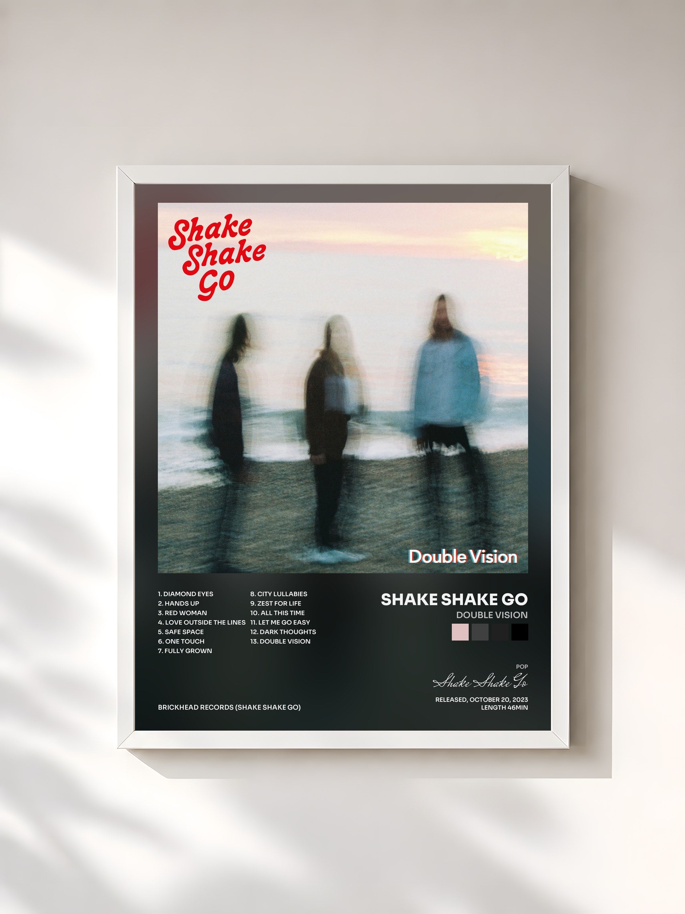 #blanc Tableau de l'album Double Vision de Shake Shake Go, cadre blanc, imprimé et encadré en France