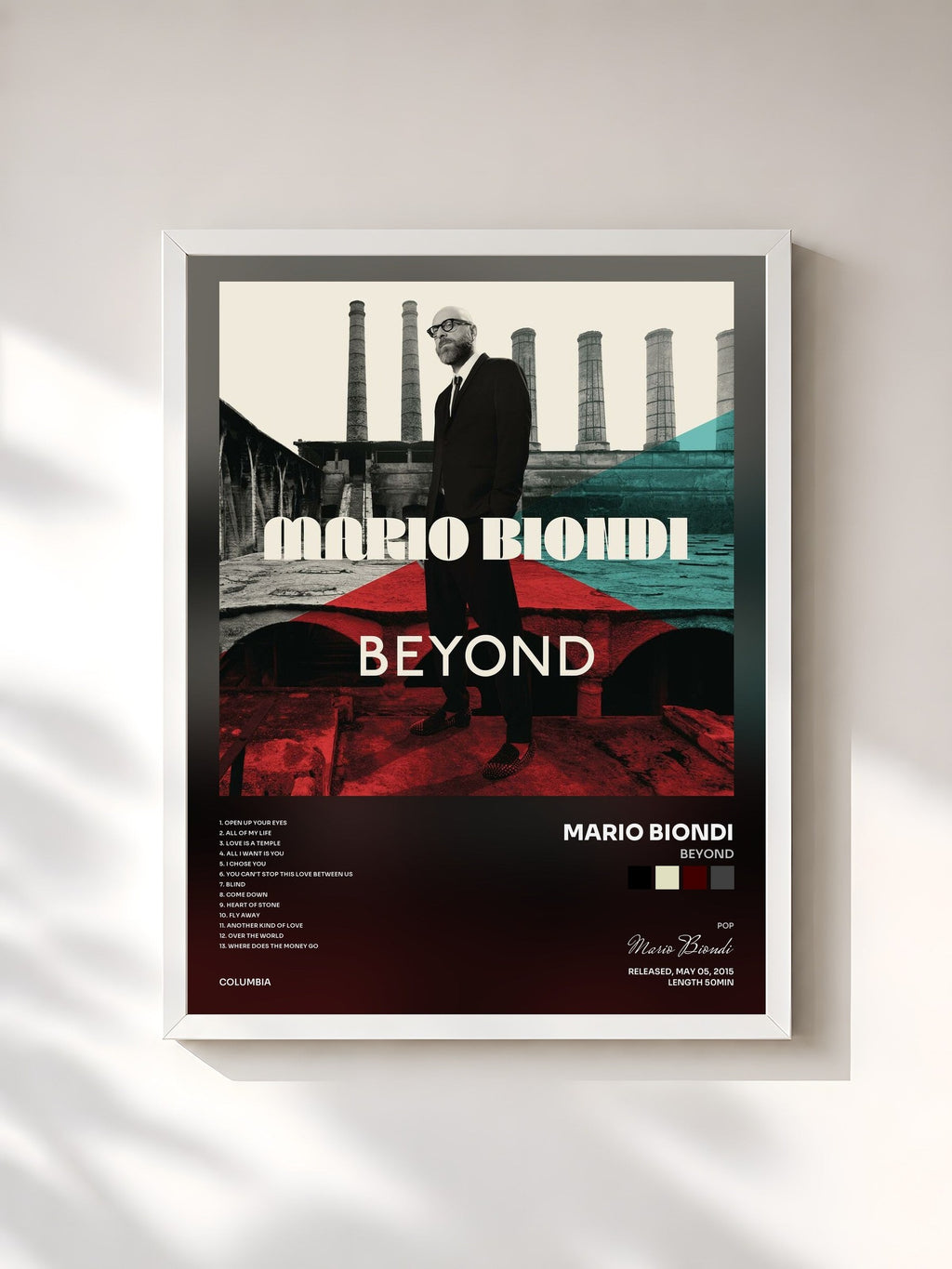 #blanc Beyond de Mario Biondi en lámina enmarcada, marco blanco, impresa y enmarcada en Francia