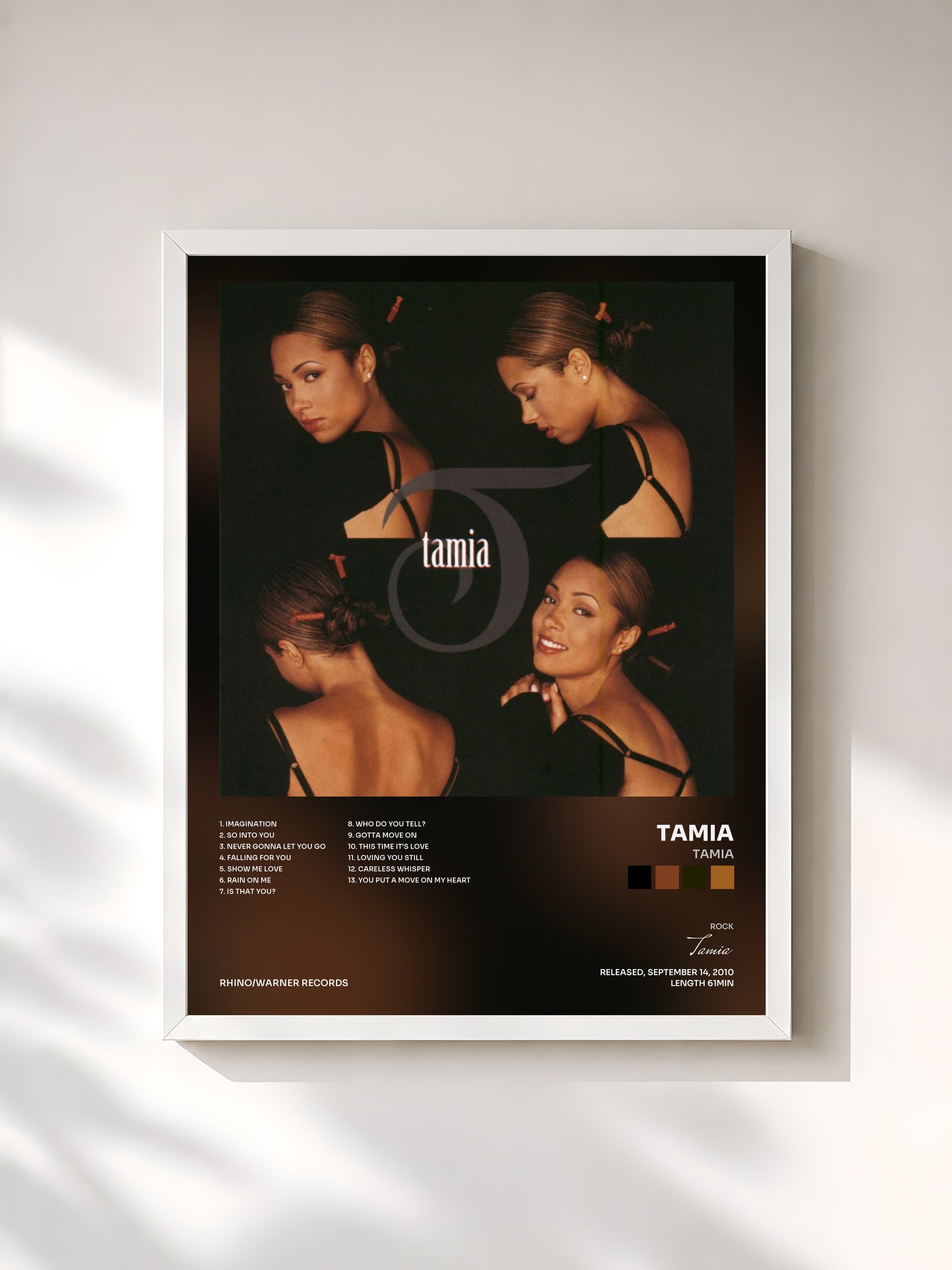 #blanc Tableau de l'album Tamia de Tamia, cadre blanc, imprimé et encadré en France
