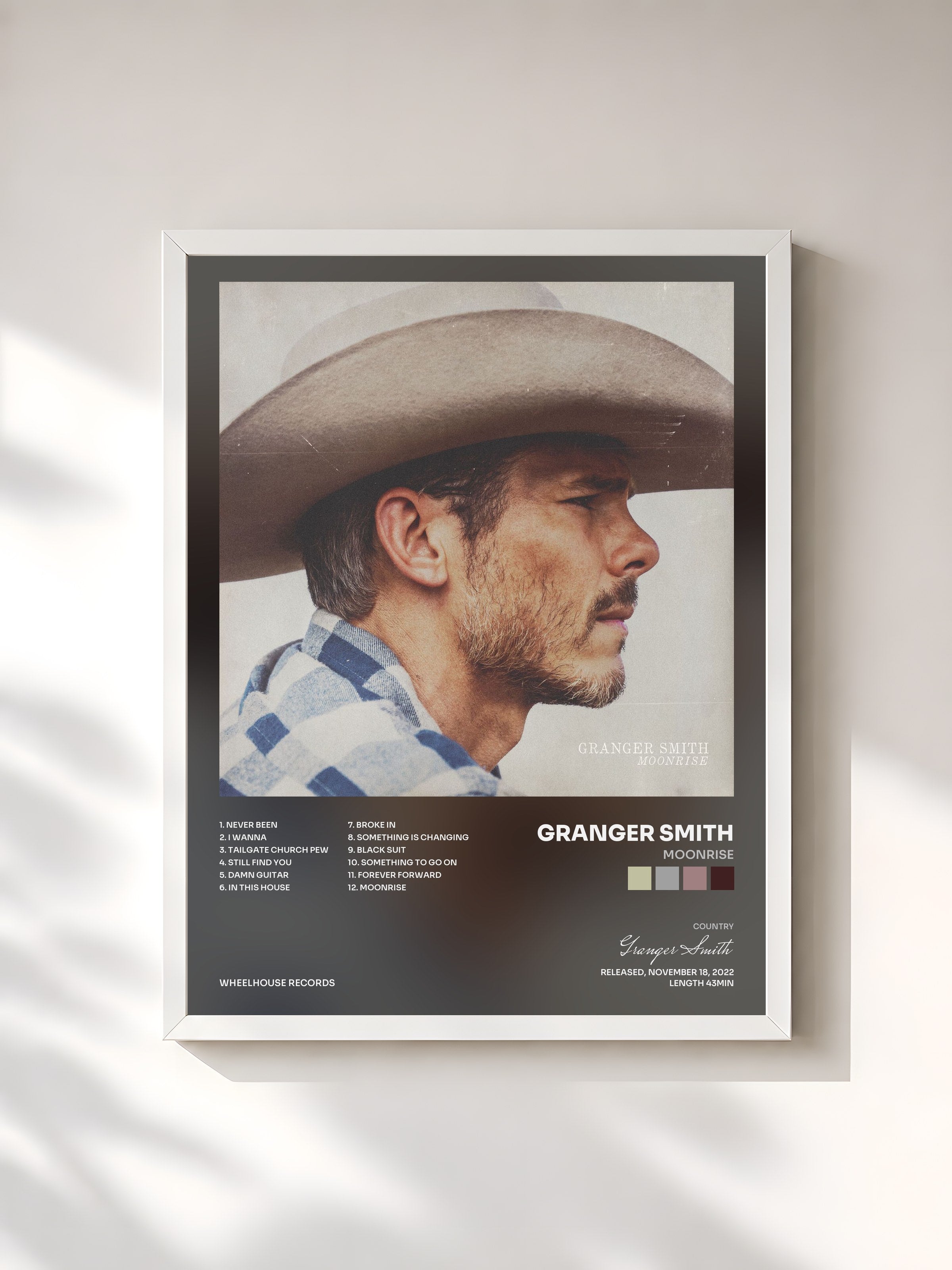 #blanc Tableau de l'album Moonrise de Granger Smith, cadre blanc, imprimé et encadré en France
