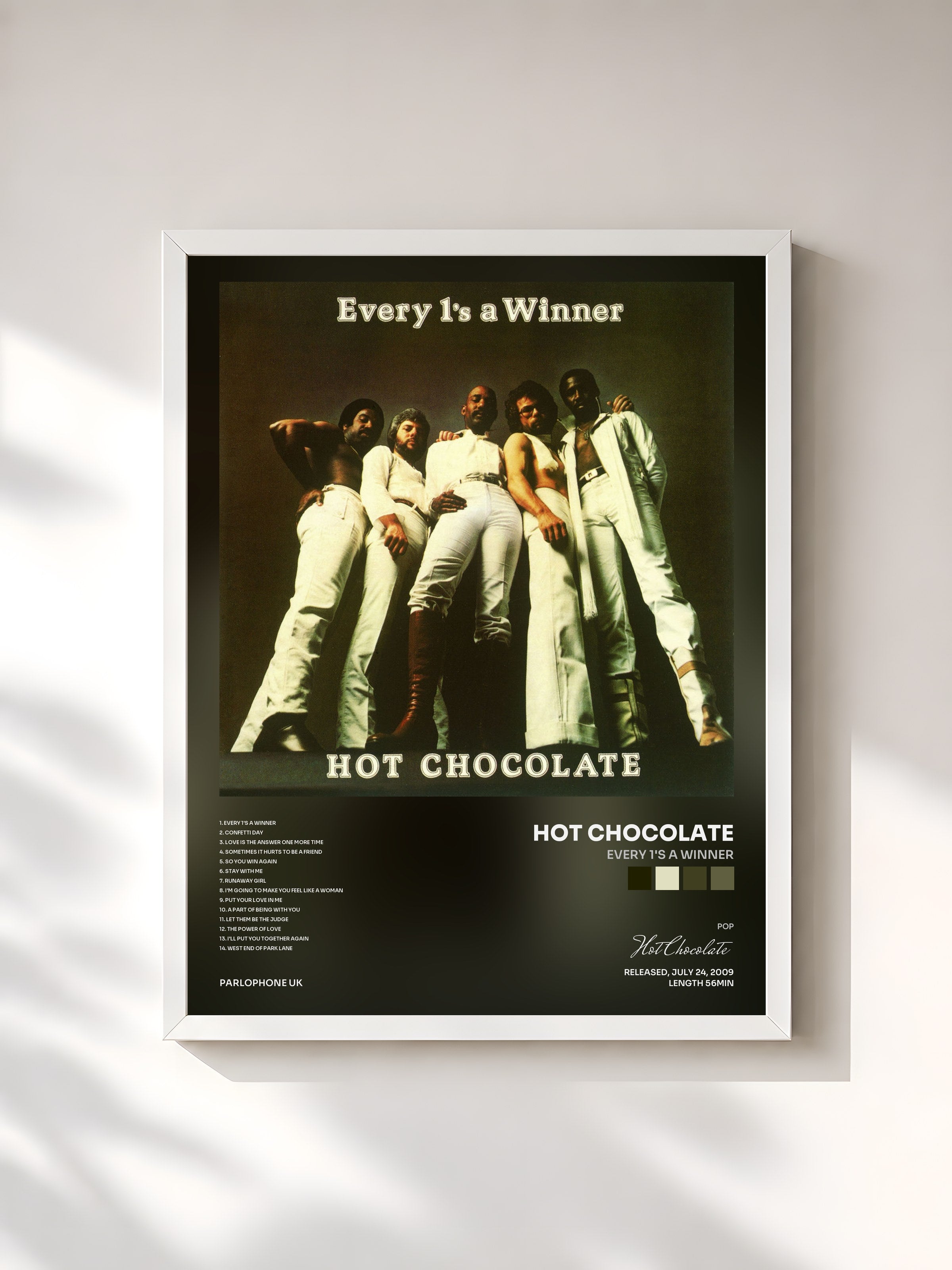 #blanc Tableau de l'album Every 1's a Winner de Hot Chocolate, cadre blanc, imprimé et encadré en France