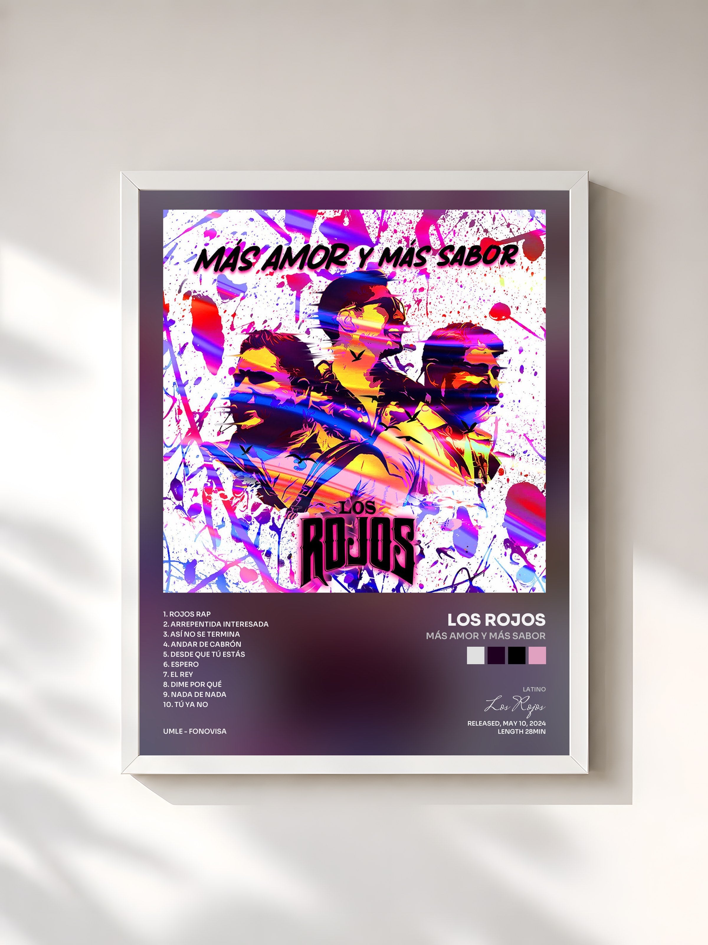 #blanc Tableau de l'album Más Amor Y Más Sabor de Los Rojos, cadre blanc, imprimé et encadré en France