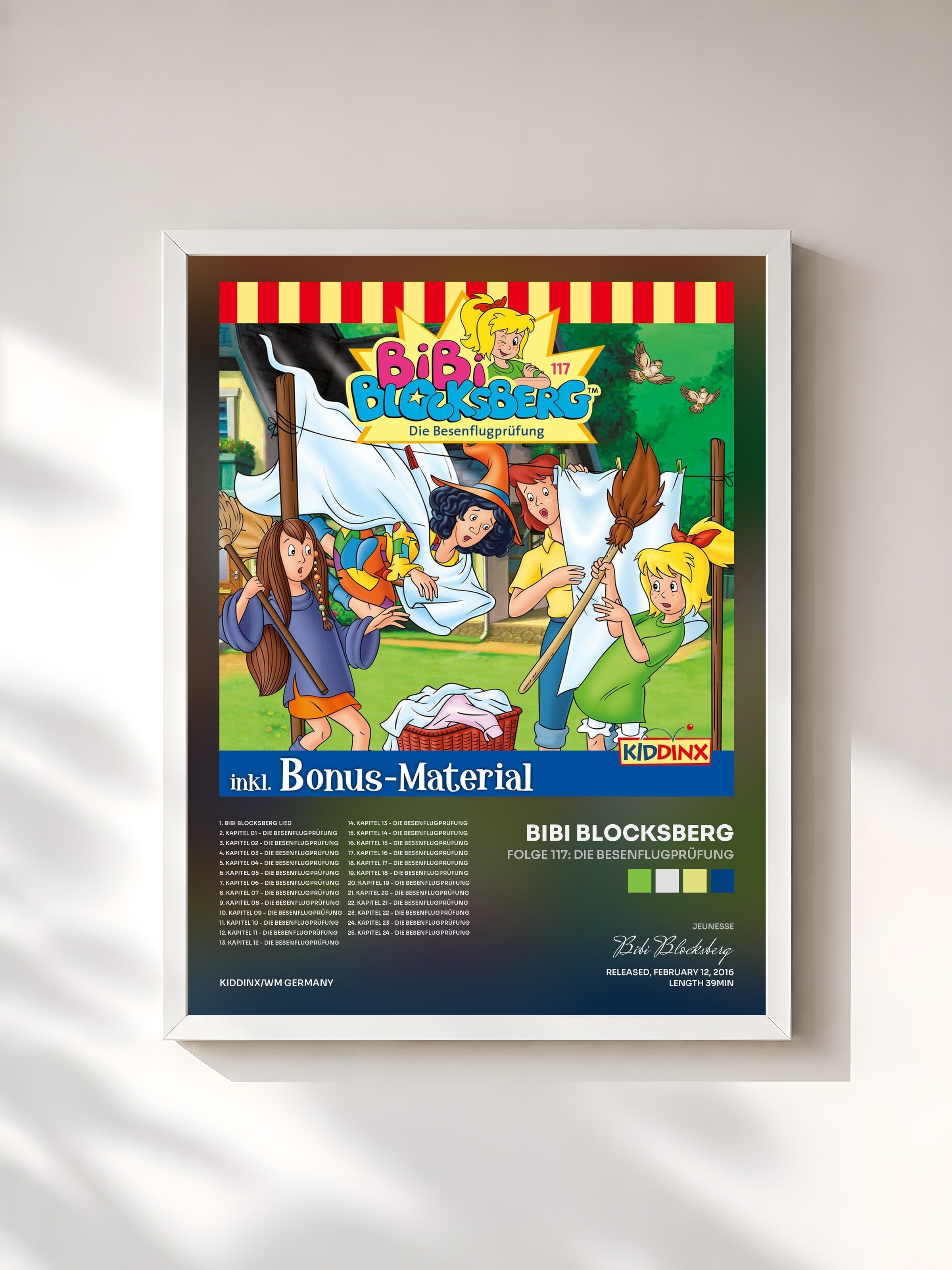 #blanc Tableau de l'album Folge 117: Die Besenflugprüfung de Bibi Blocksberg, cadre blanc, imprimé et encadré en France