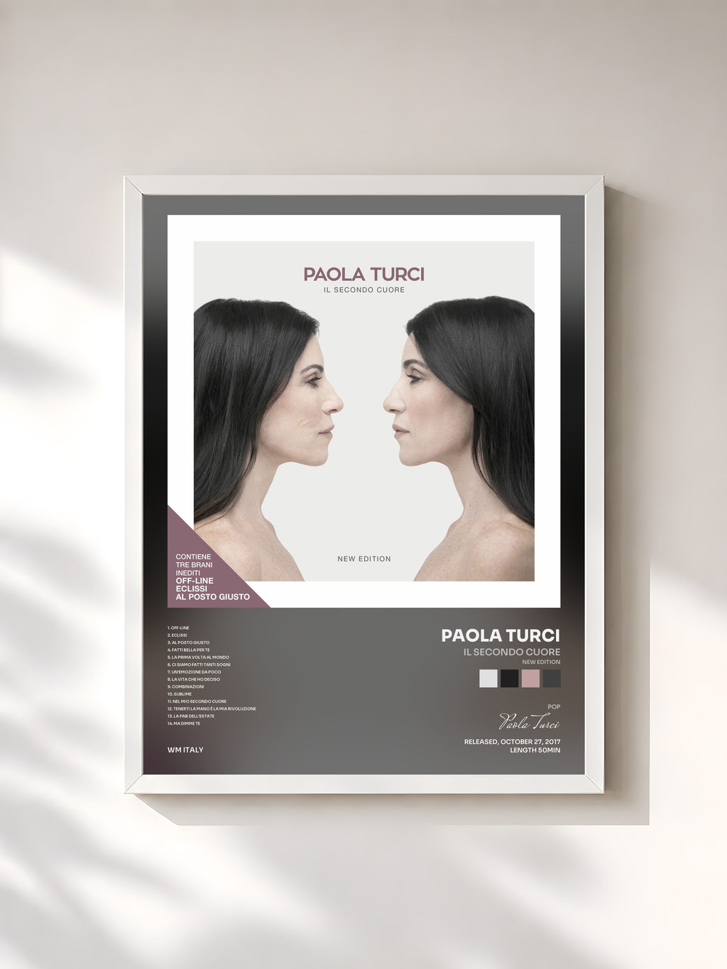 #blanc Tableau de l'album Il secondo cuore (New Edition) de Paola Turci, cadre blanc, imprimé et encadré en France