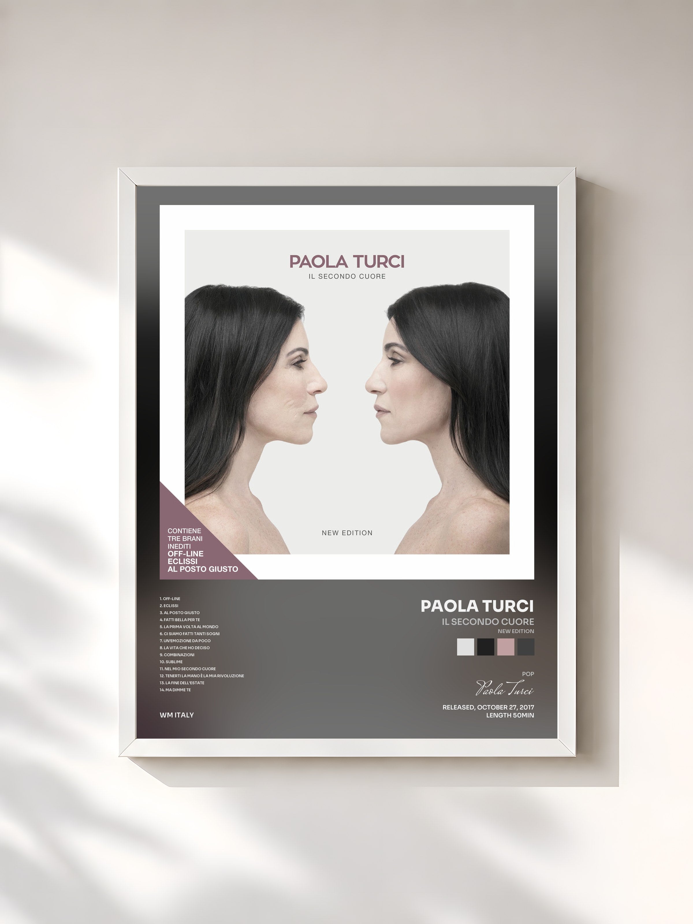 #blanc Tableau de l'album Il secondo cuore (New Edition) de Paola Turci, cadre blanc, imprimé et encadré en France