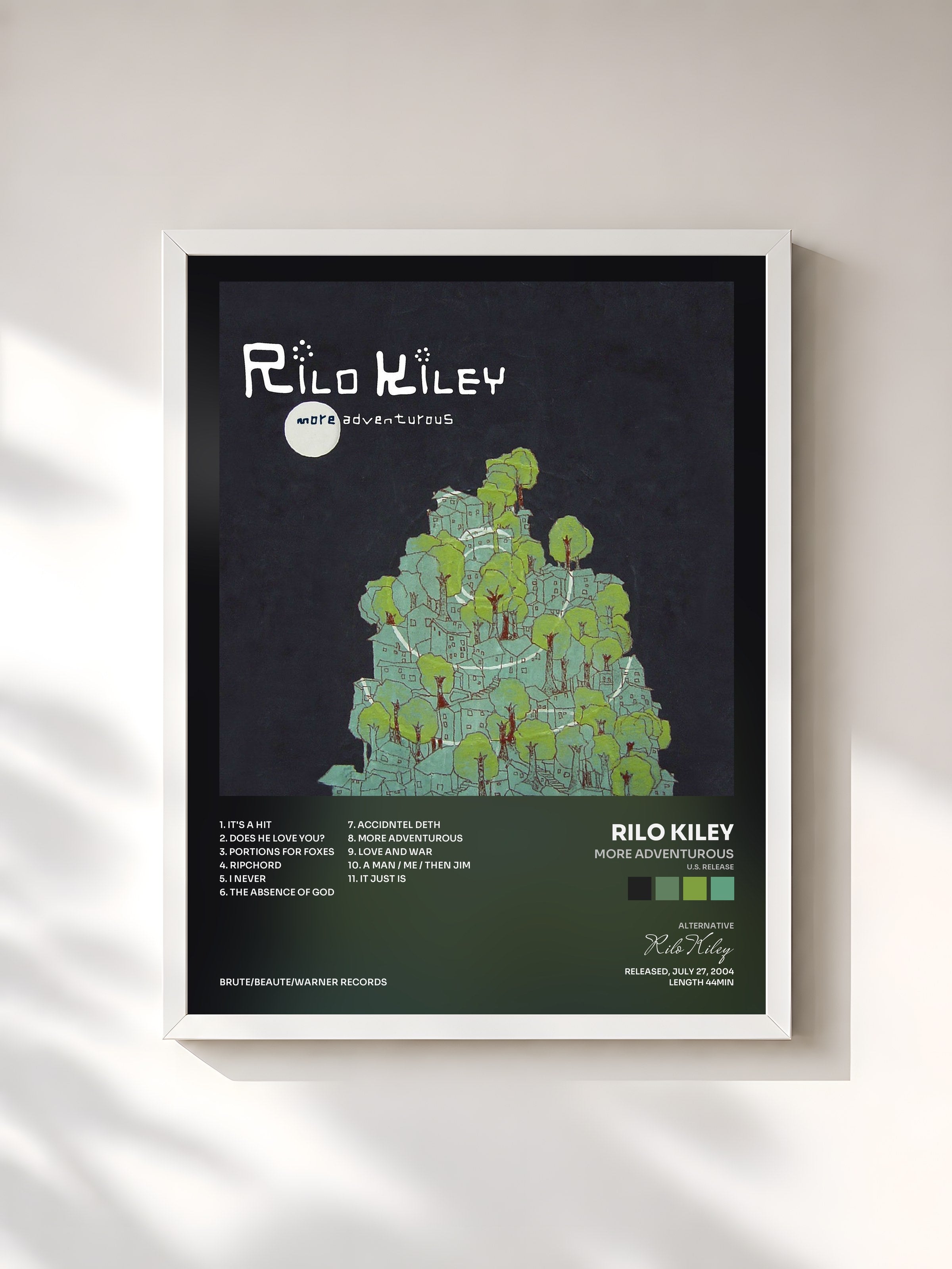 #blanc Tableau de l'album More Adventurous (U.S. Release) de Rilo Kiley, cadre blanc, imprimé et encadré en France