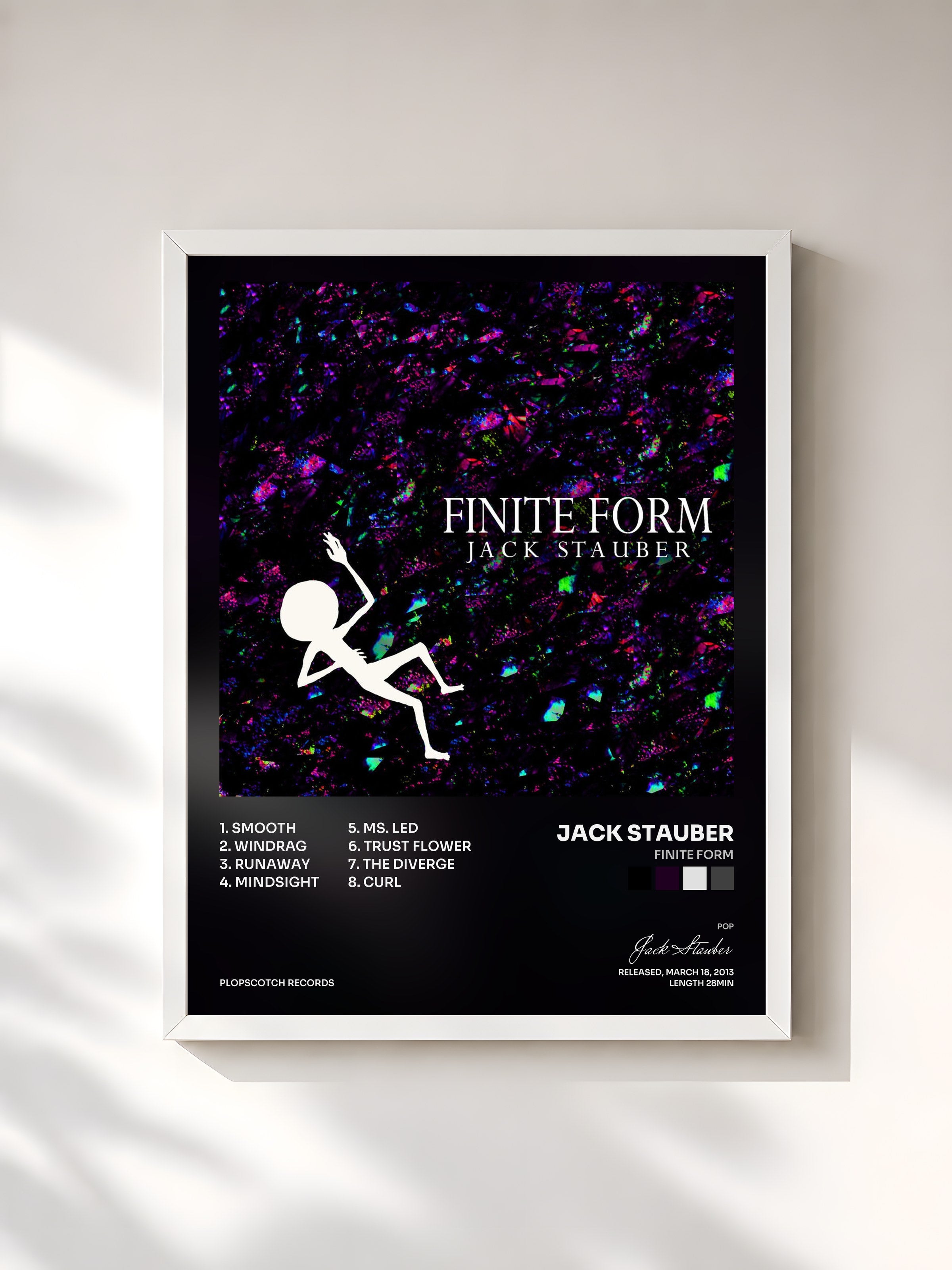 #blanc Tableau de l'album Finite Form de Jack Stauber, cadre blanc, imprimé et encadré en France