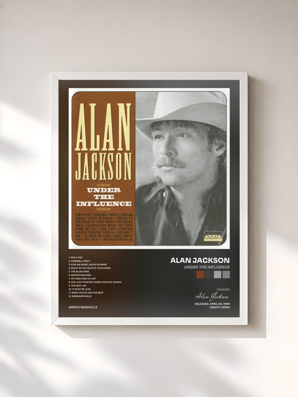 #blanc Under The Influence by Alan Jackson as a framed art print, white frame, printed and framed in France