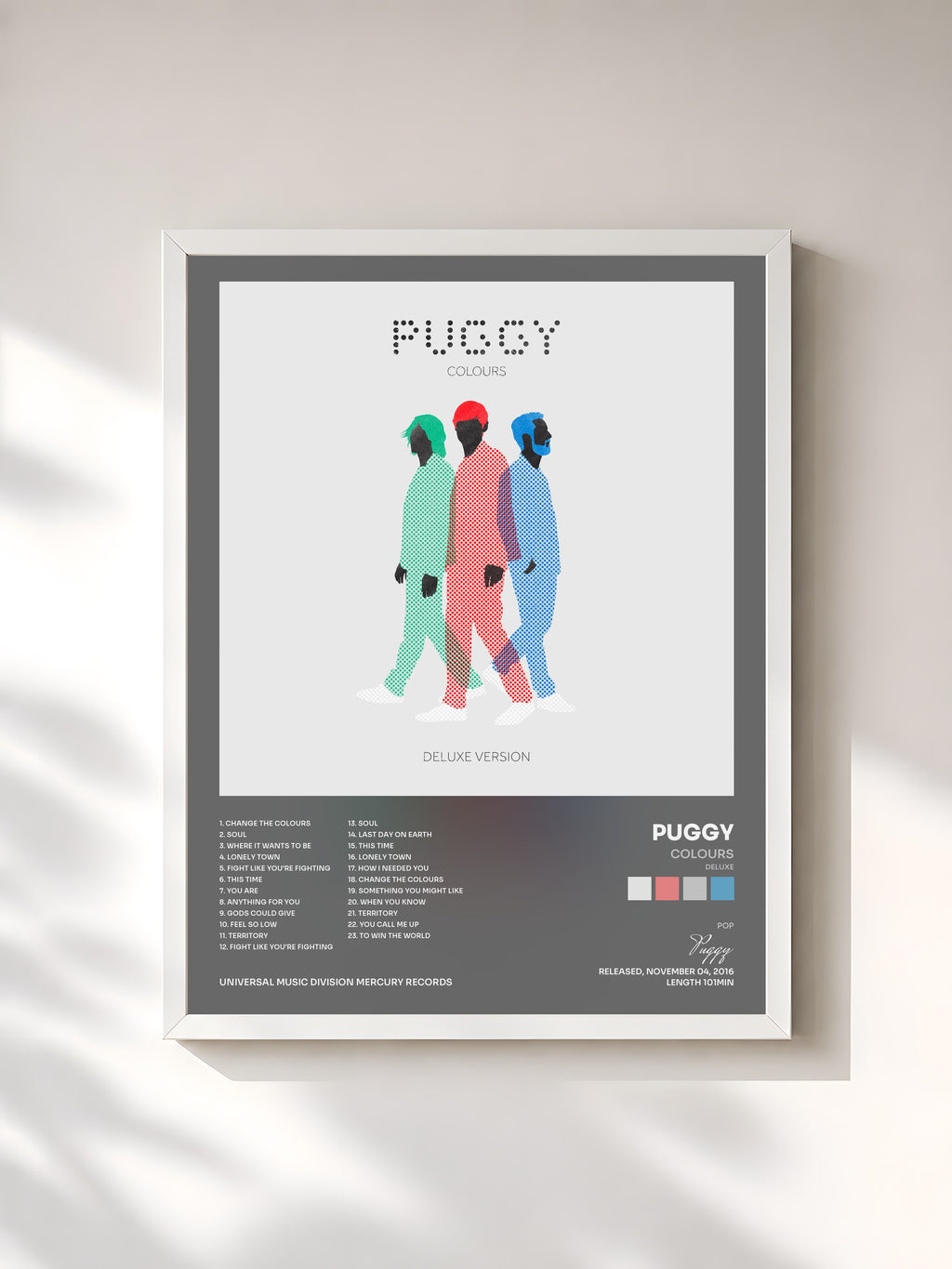 #blanc Tableau de l'album Colours (Deluxe) de Puggy, cadre blanc, imprimé et encadré en France