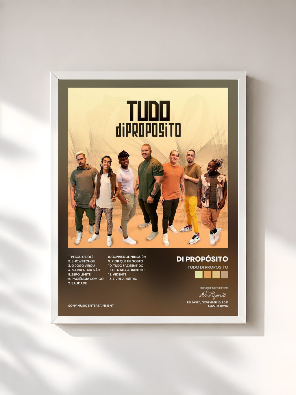 #blanc Tableau de l'album Tudo Di Proposito de Di Propósito, cadre blanc, imprimé et encadré en France