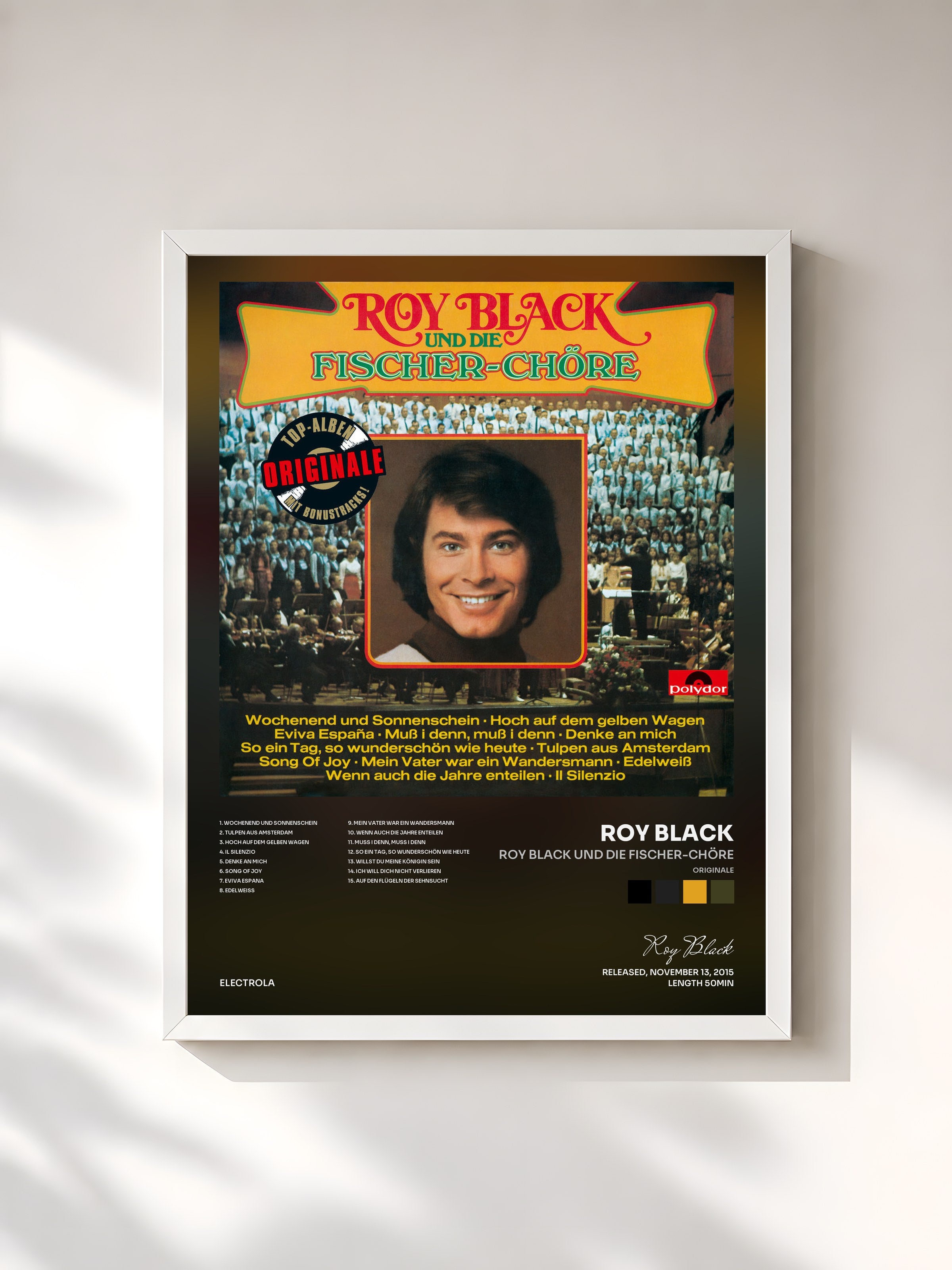 #blanc Tableau de l'album Roy Black und die Fischer-Chöre (Originale) de Roy Black, cadre blanc, imprimé et encadré en France