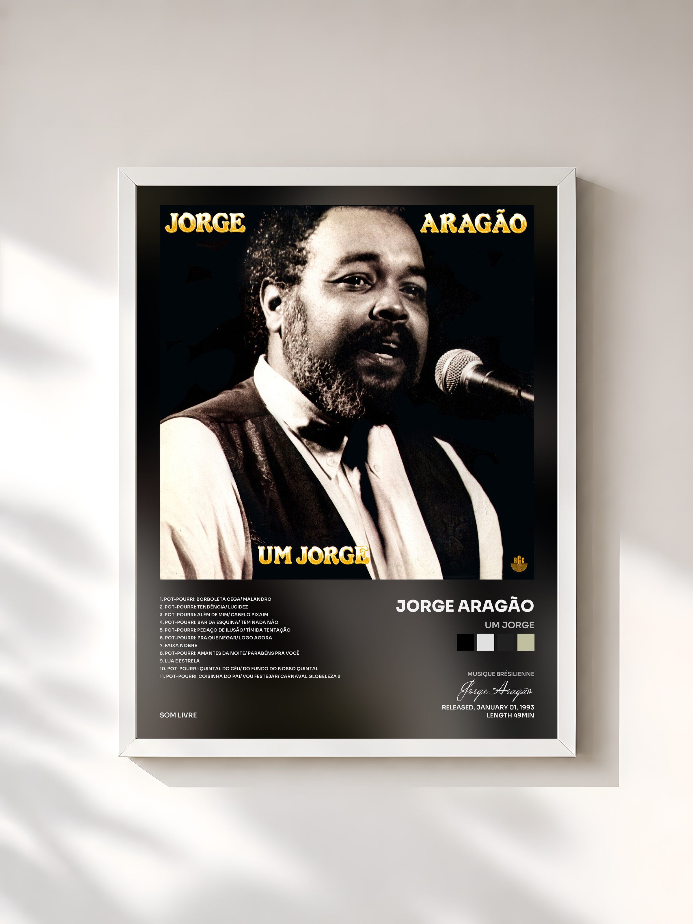 #blanc Tableau de l'album Um Jorge de Jorge Aragão, cadre blanc, imprimé et encadré en France