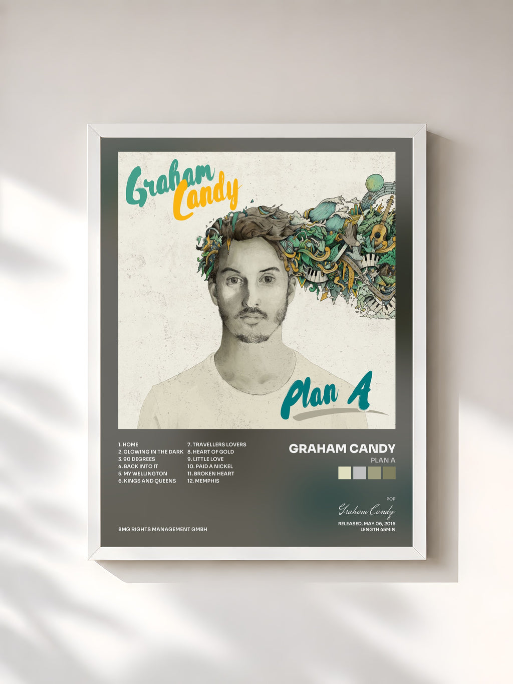 #blanc Tableau de l'album Plan A de Graham Candy, cadre blanc, imprimé et encadré en France