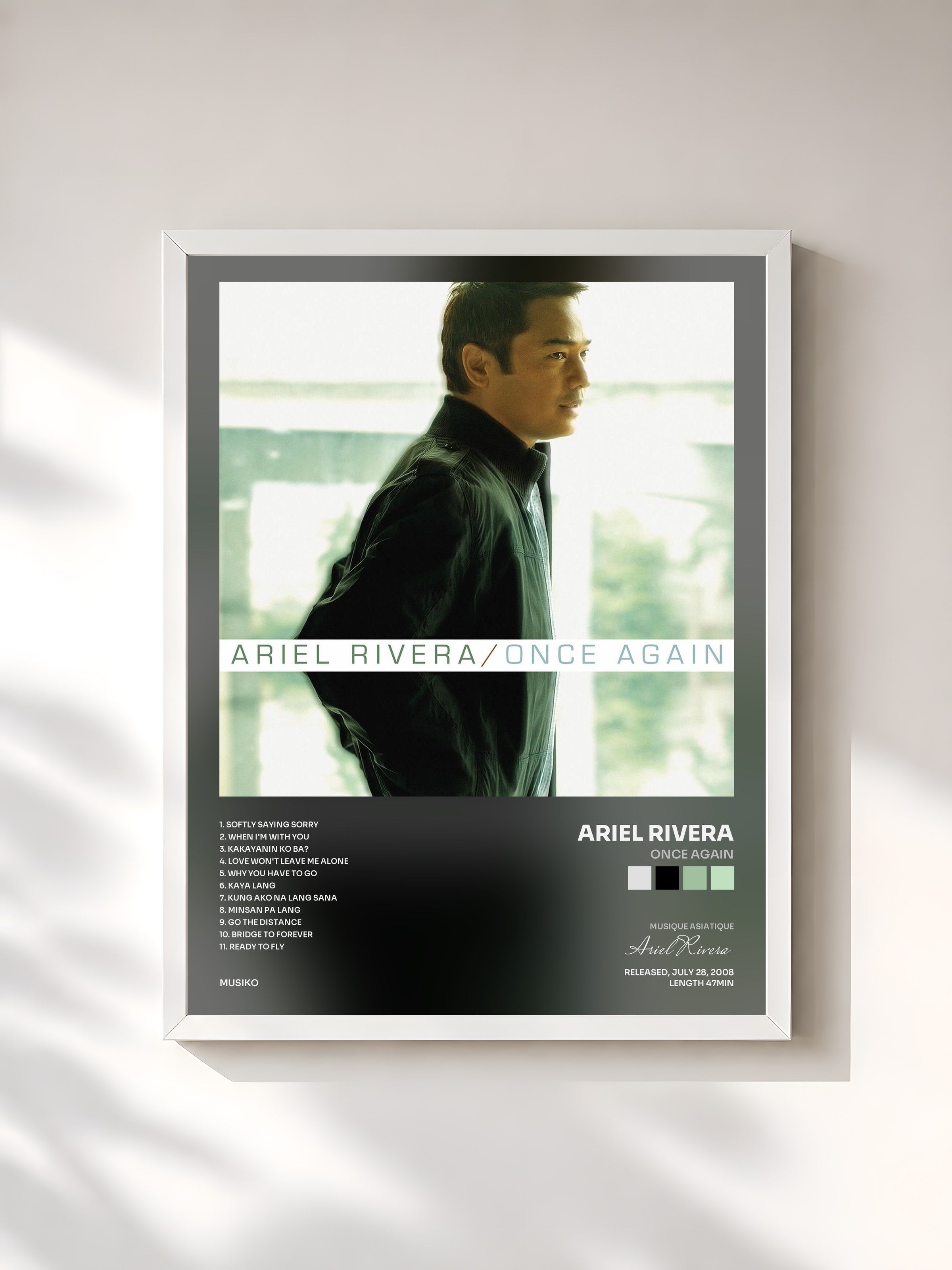 #blanc Tableau de l'album Once Again de Ariel Rivera, cadre blanc, imprimé et encadré en France