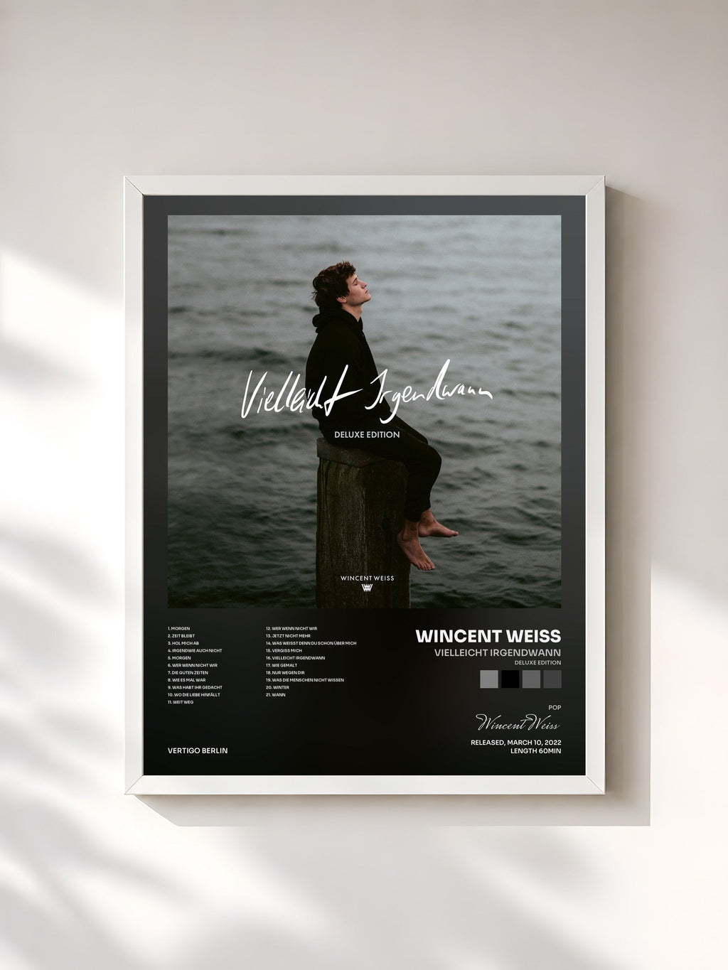 #blanc Vielleicht Irgendwann (Deluxe Edition) von Wincent Weiss als gerahmter Kunstdruck, weißer Rahmen, gedruckt und gerahmt in Frankreich