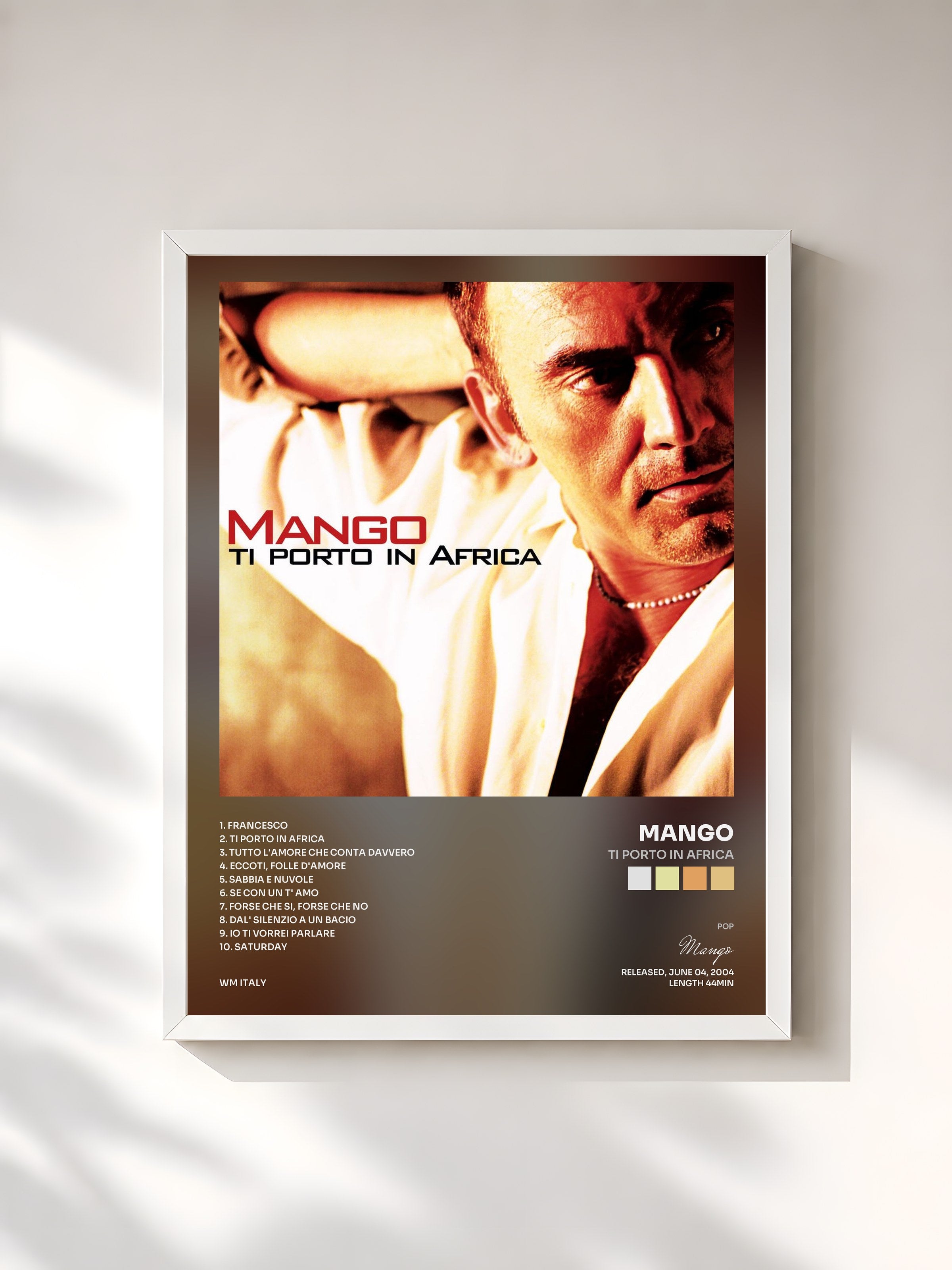 #blanc Tableau de l'album Ti porto in Africa de Mango, cadre blanc, imprimé et encadré en France