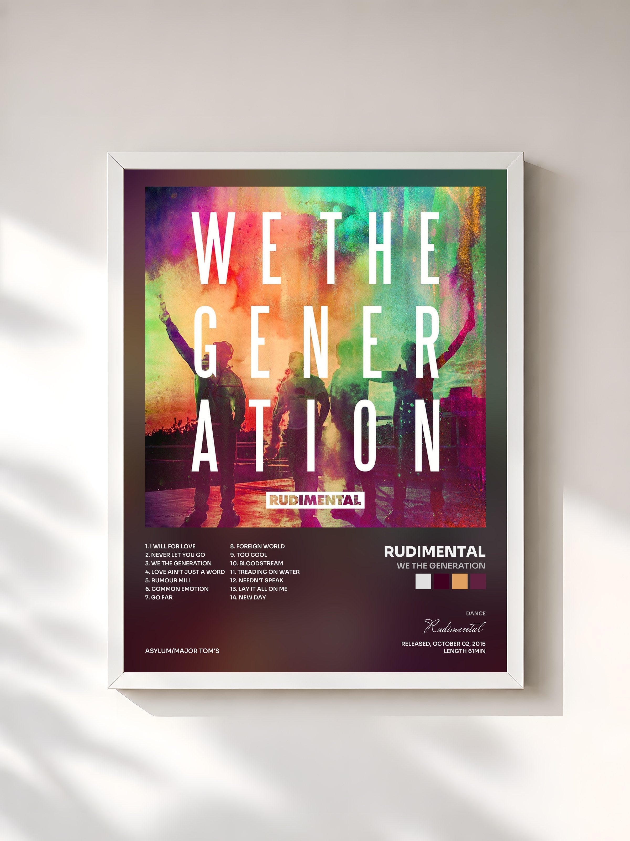#blanc Tableau de l'album We the Generation de Rudimental, cadre blanc, imprimé et encadré en France
