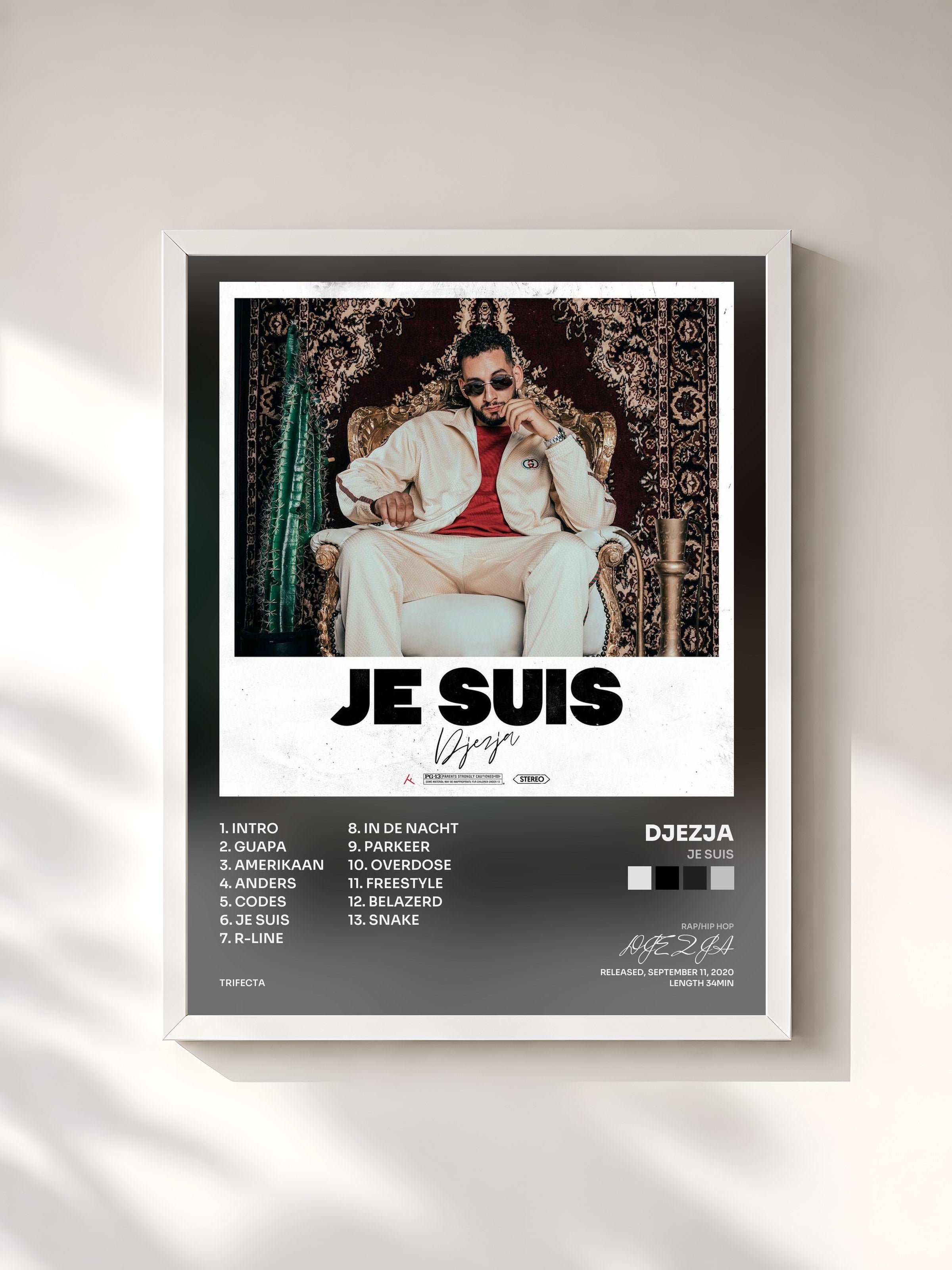 #blanc Tableau de l'album Je Suis de DJEZJA, cadre blanc, imprimé et encadré en France