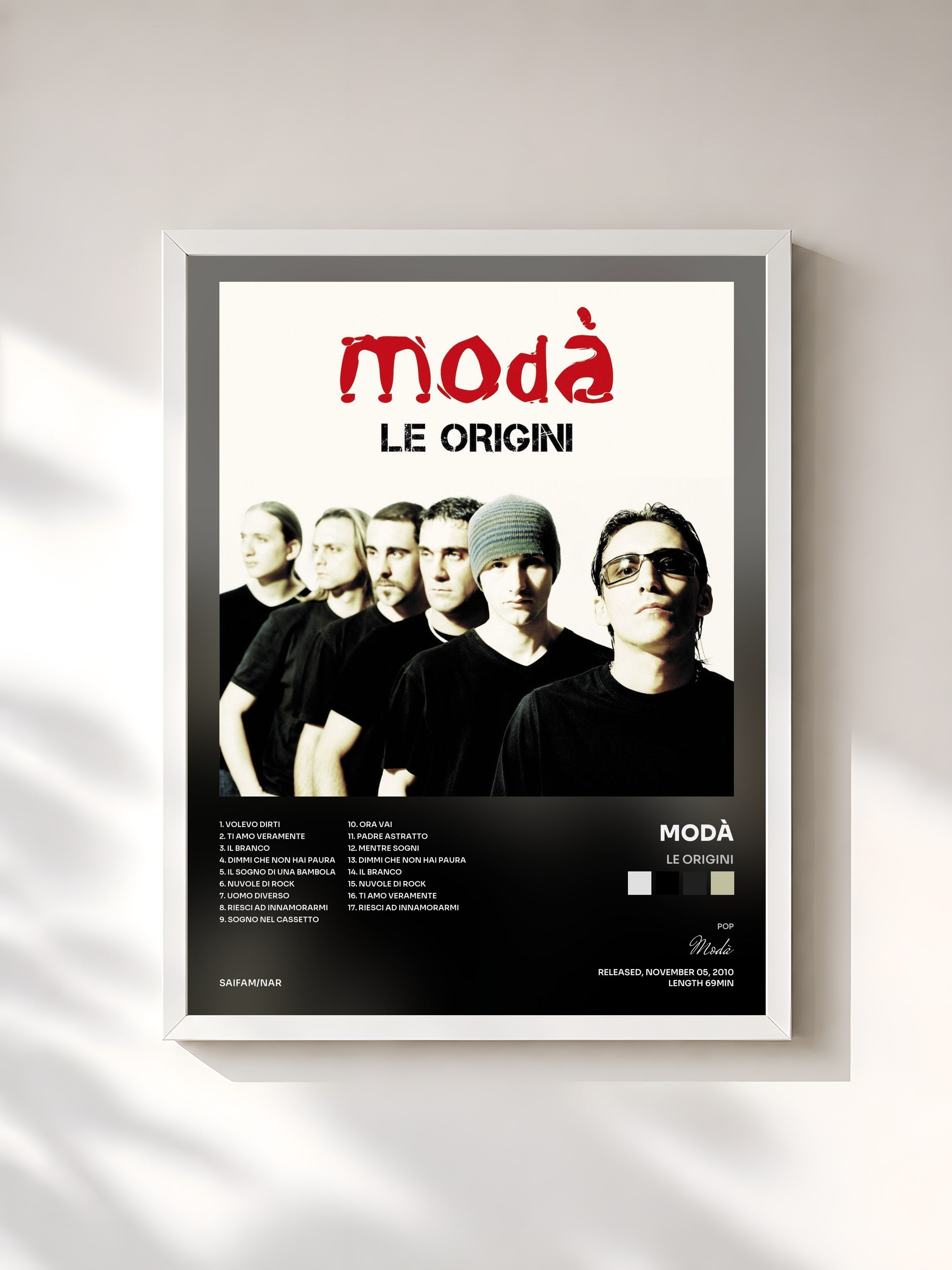 #blanc Tableau de l'album Le origini de Modà, cadre blanc, imprimé et encadré en France