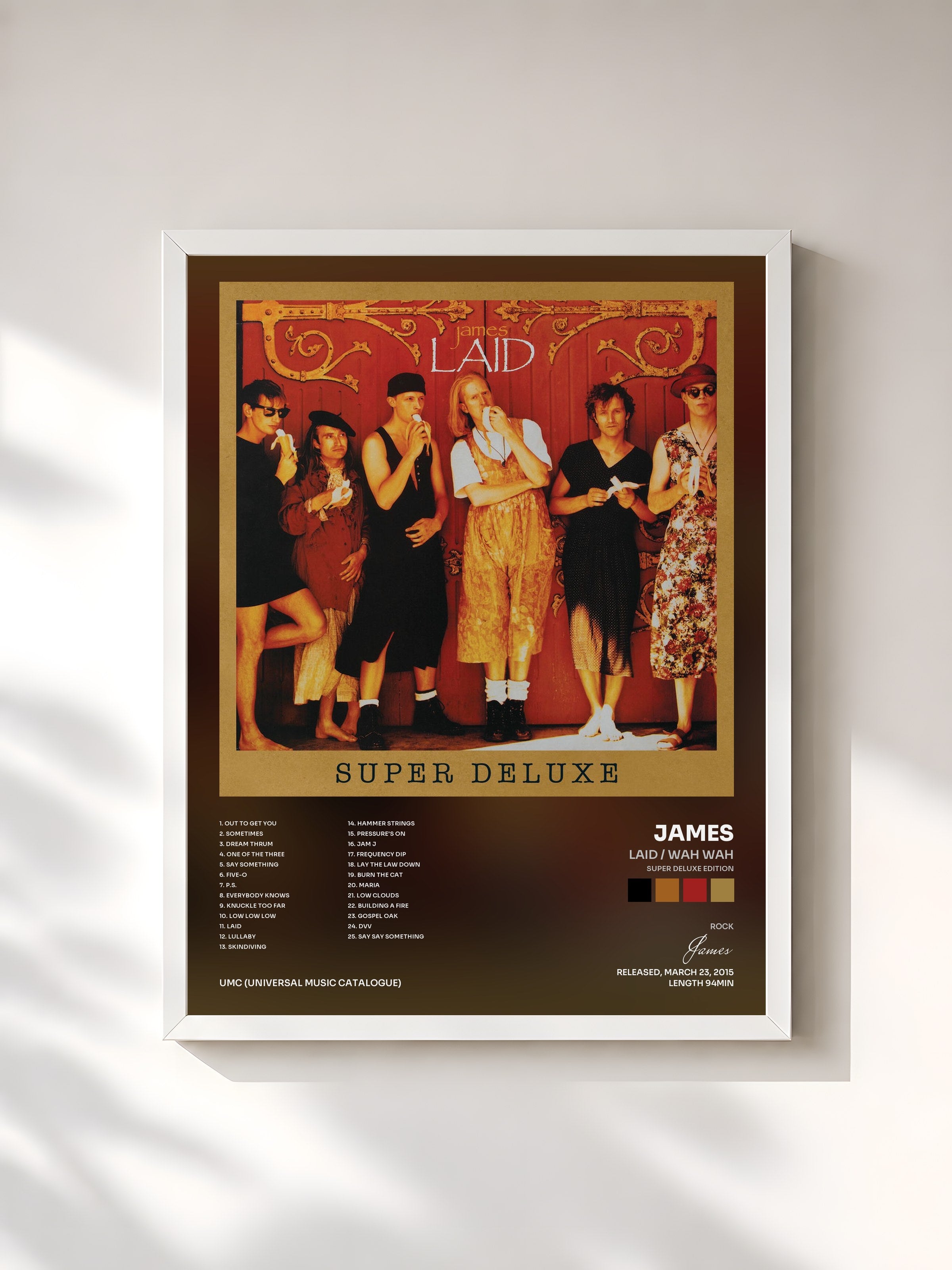 #blanc Tableau de l'album Laid / Wah Wah (Super Deluxe Edition) de James, cadre blanc, imprimé et encadré en France