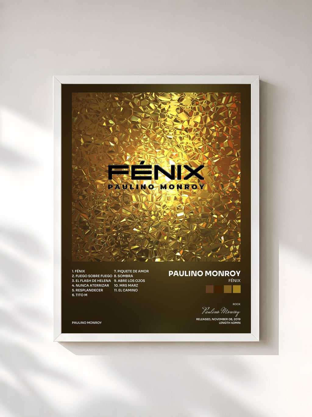 #blanc Fénix by Paulino Monroy as a framed art print, white frame, printed and framed in France