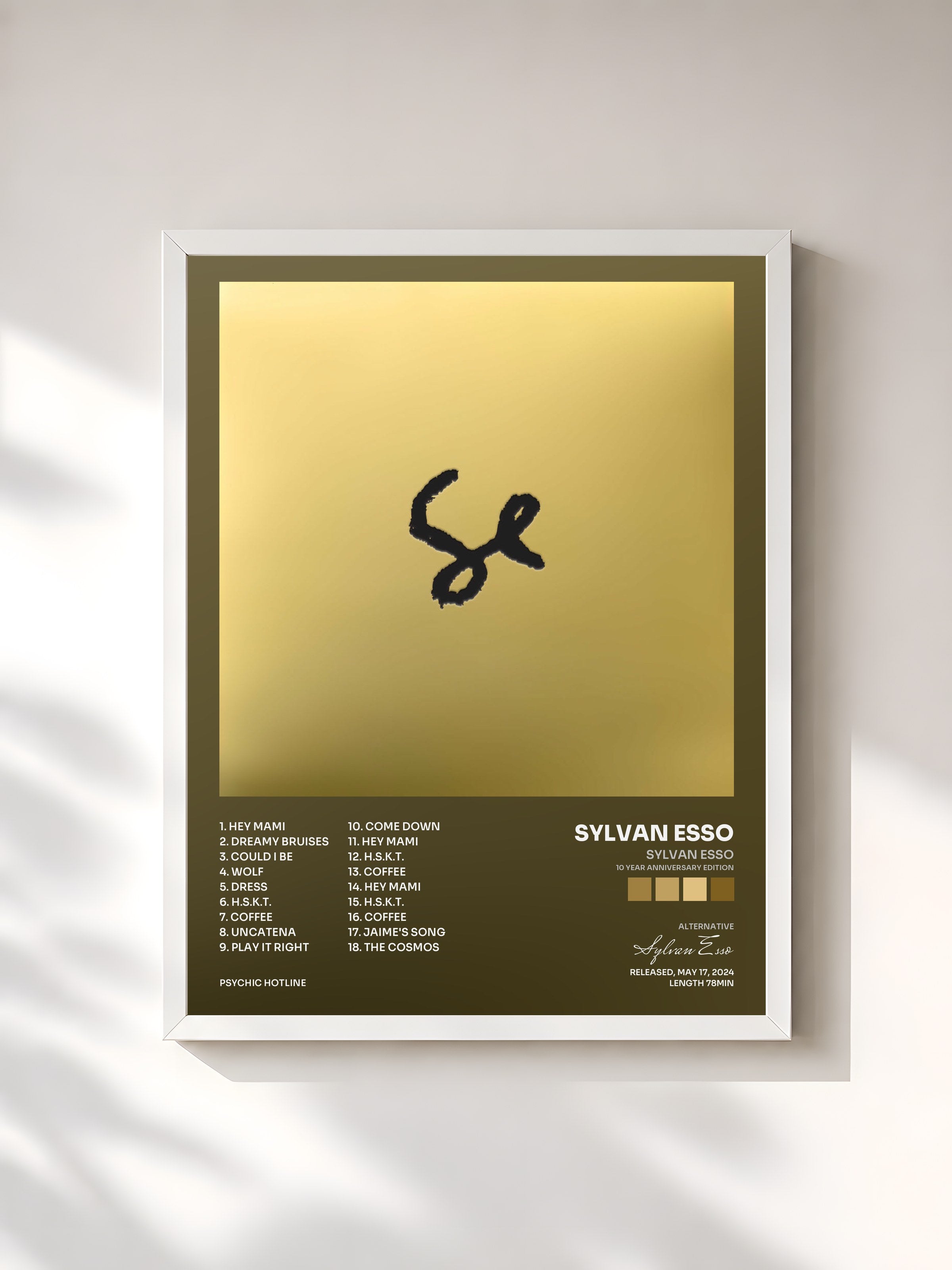 #blanc Tableau de l'album Sylvan Esso (10 Year Anniversary Edition) de Sylvan Esso, cadre blanc, imprimé et encadré en France