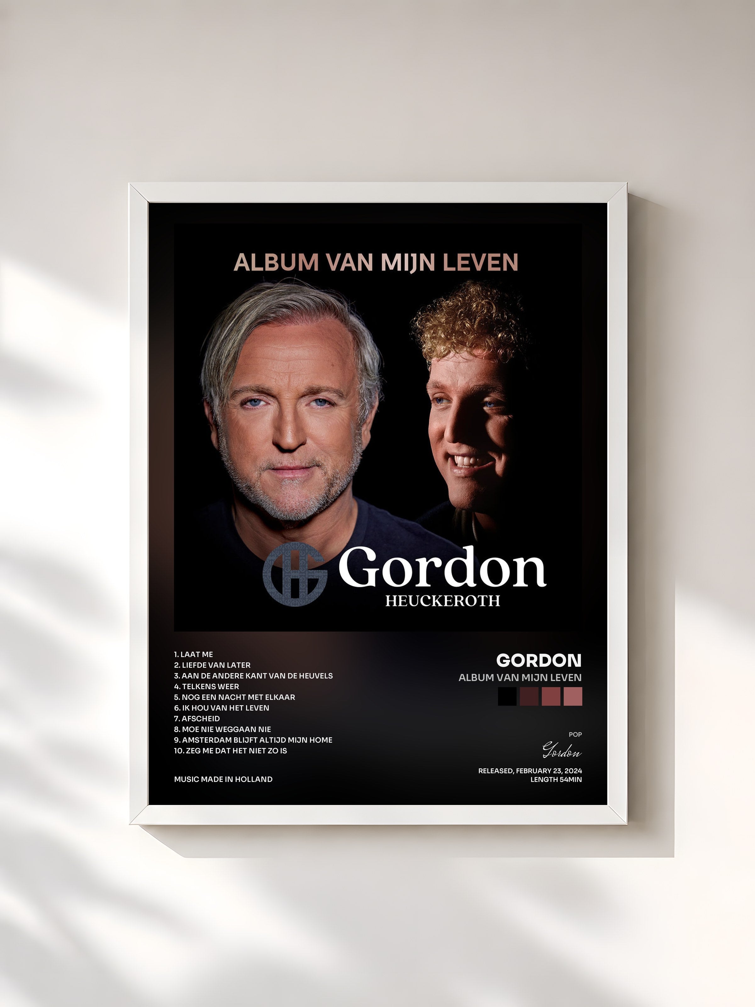 #blanc Tableau de l'album ALBUM VAN MIJN LEVEN de Gordon, cadre blanc, imprimé et encadré en France