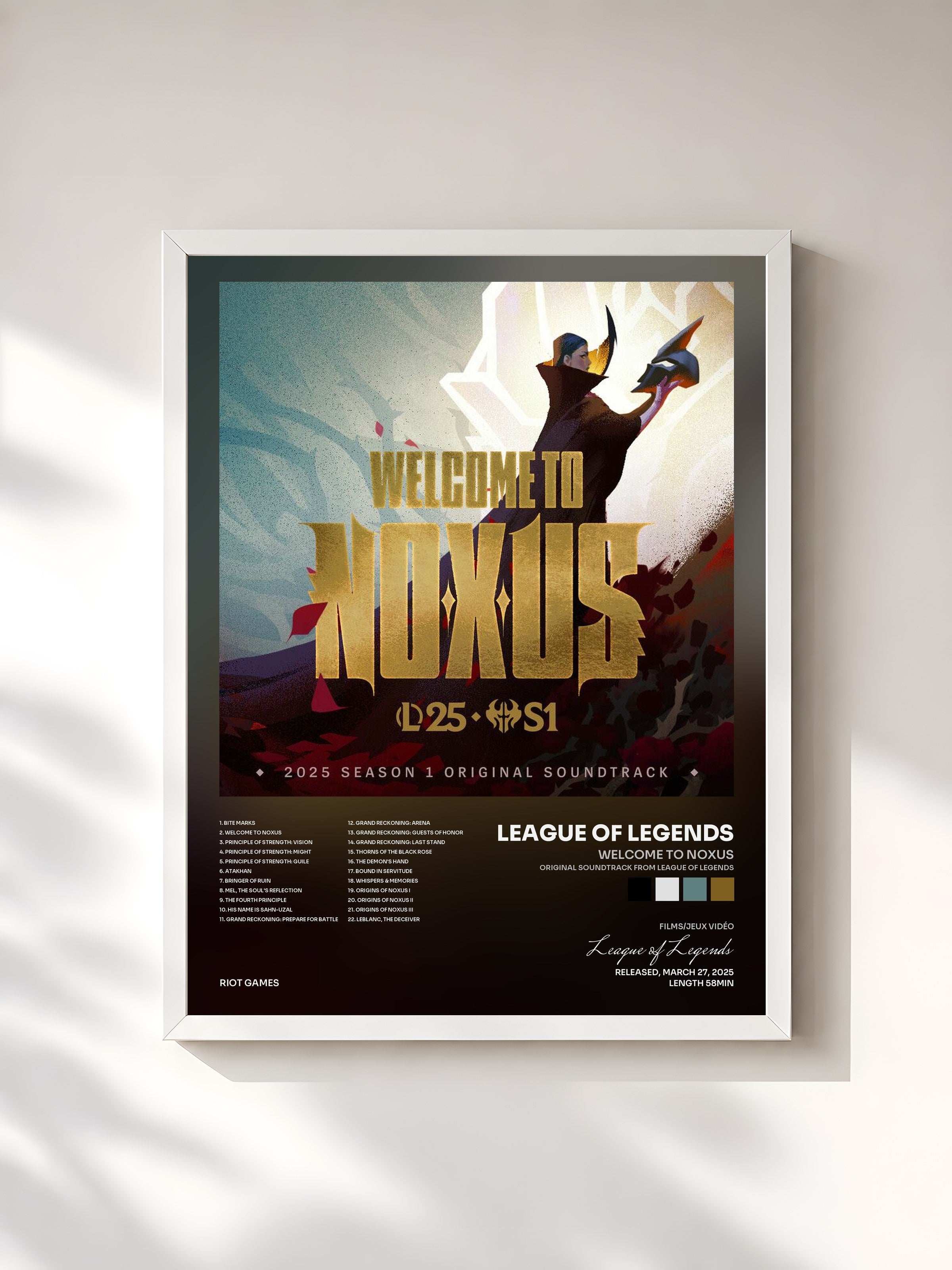 #blanc Tableau de l'album Welcome to Noxus (Original Soundtrack from League of Legends) de League of Legends, cadre blanc, imprimé et encadré en France